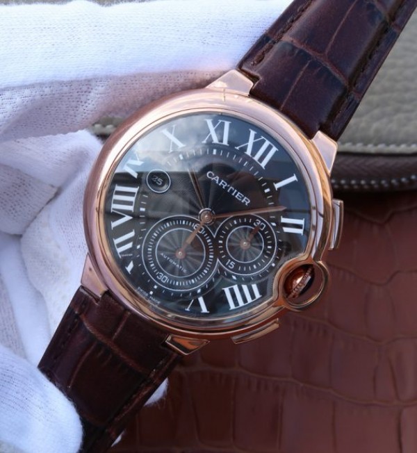 Replica Cartier Ballon Bleu De Cartier Chrono RG Black Dial A8101 - Elite Watch Atelier