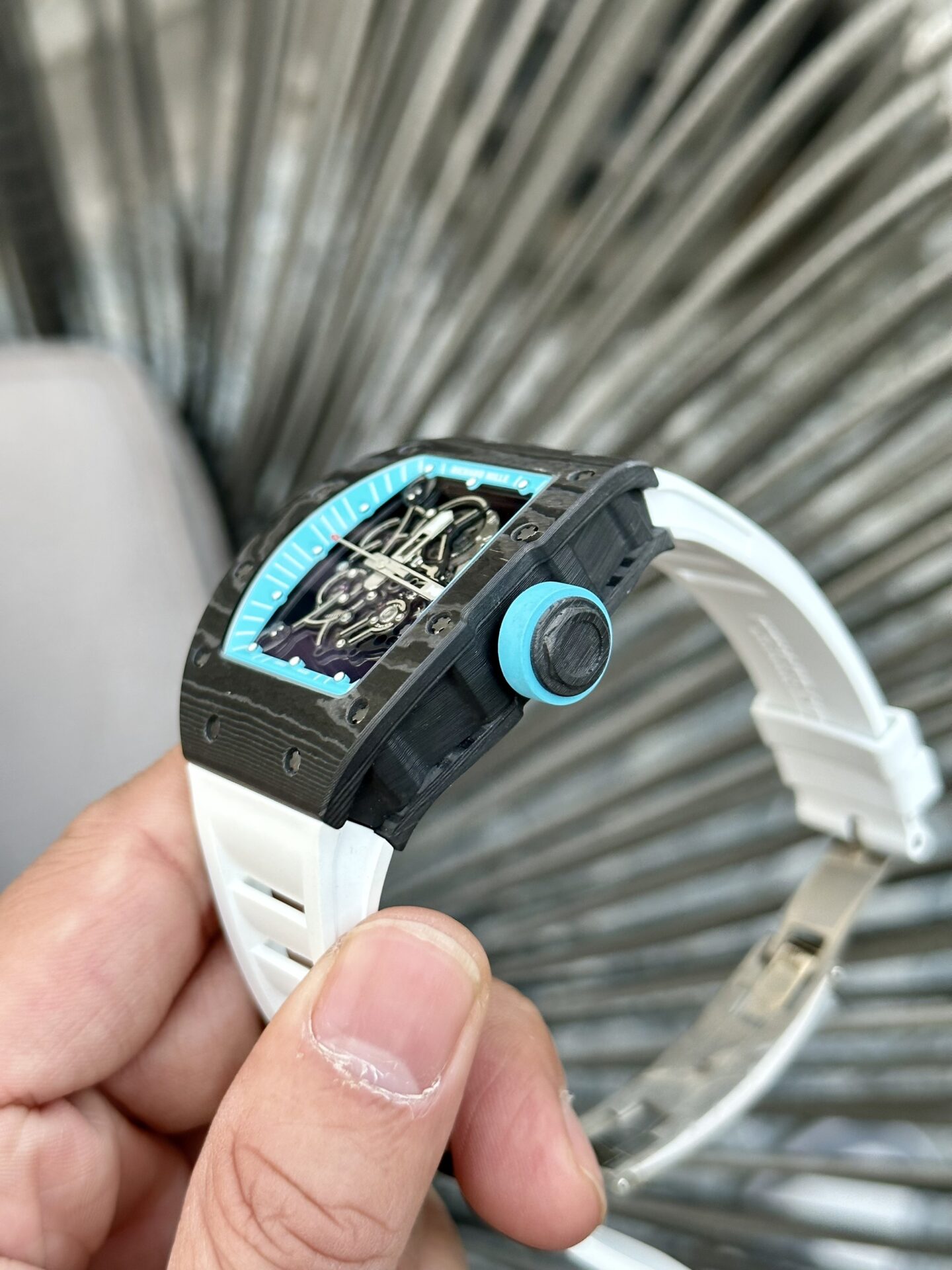 Richard Mille RM055 Replica Watch Full Carbon White Rubber Strap BBR 45mm - Top club