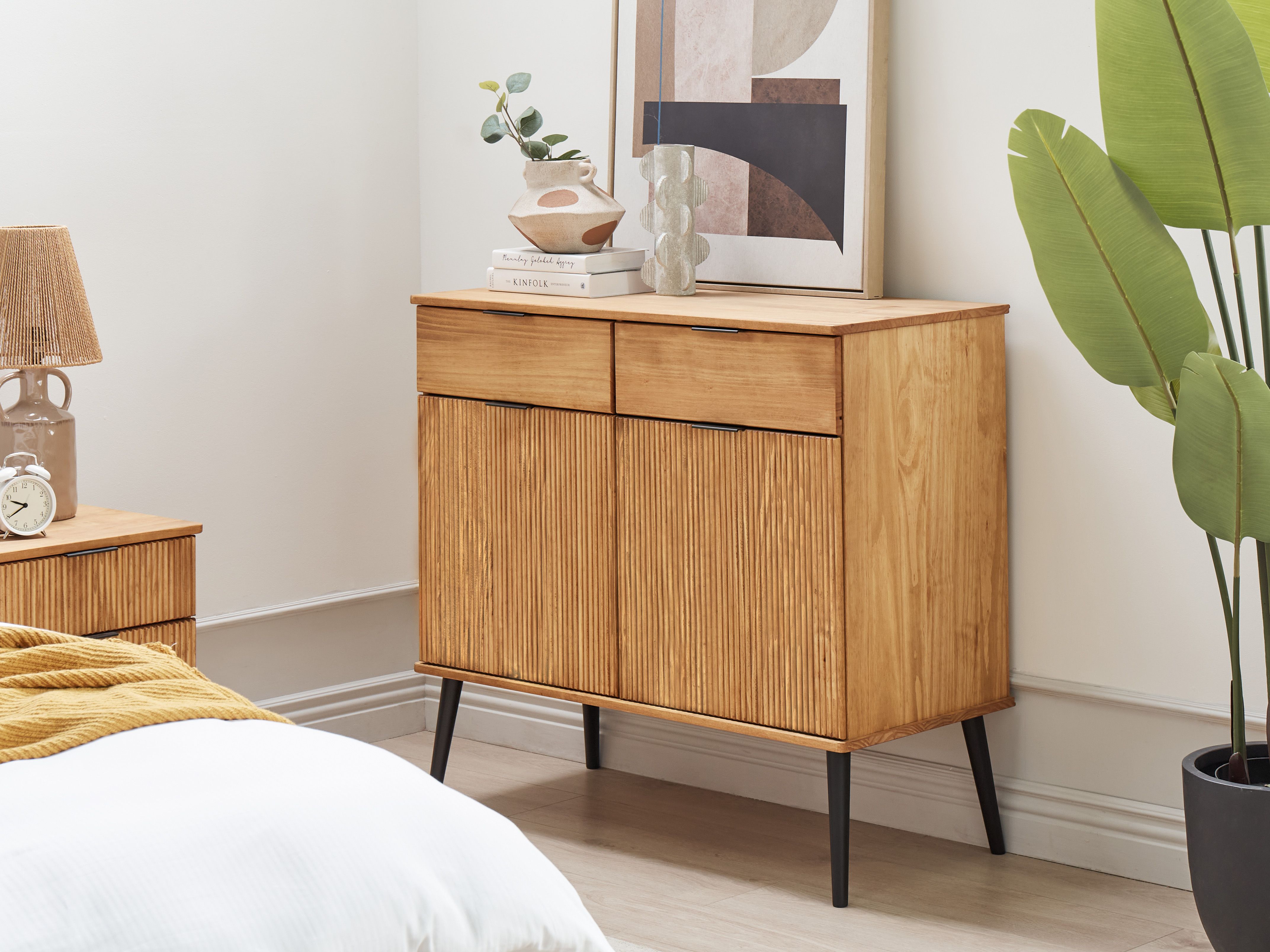 2 Door Sideboard TIMMINS Pine Wood Brown