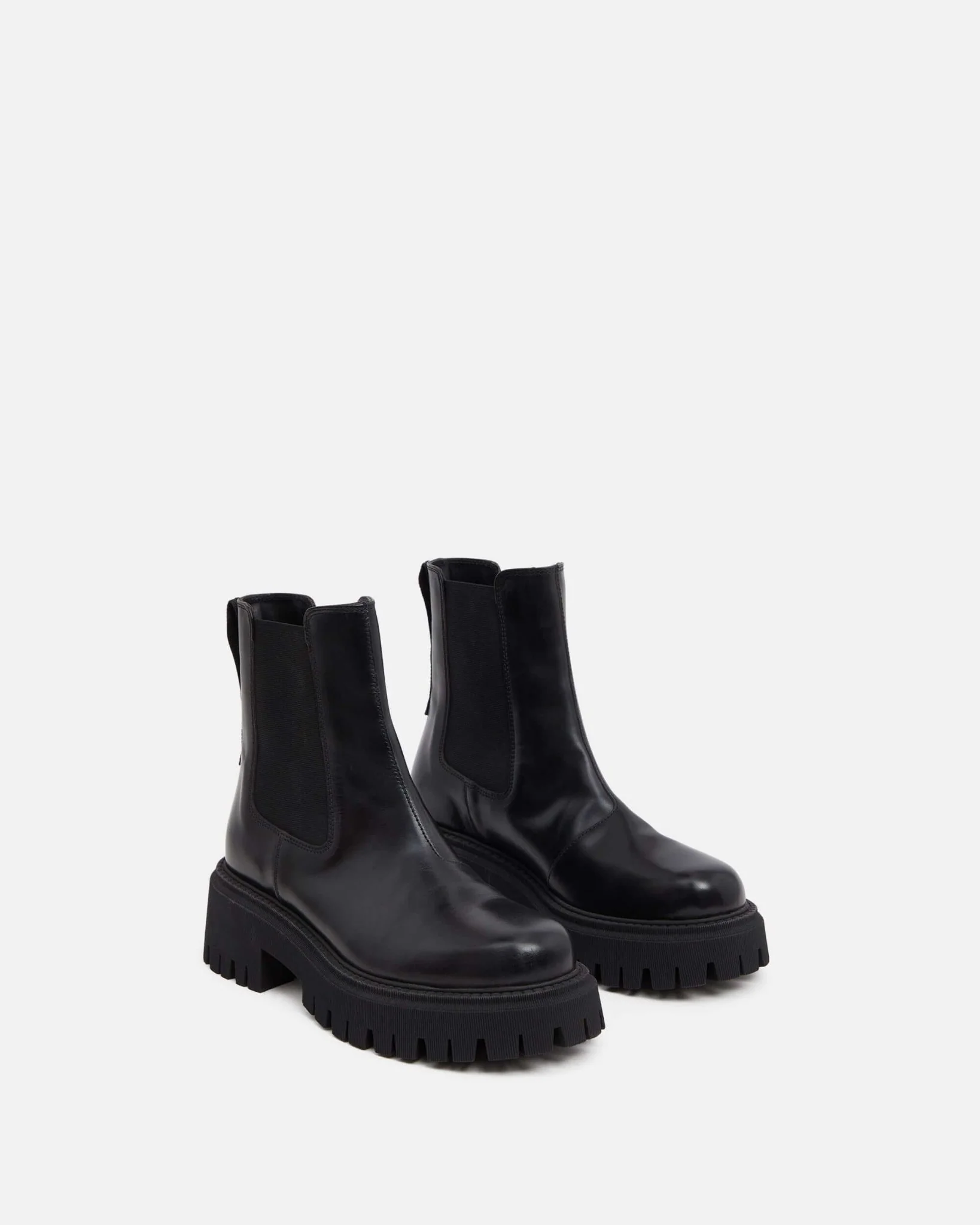 BOTTINES AVAI/LIS - En cuir lisse à semelles épaisses noir