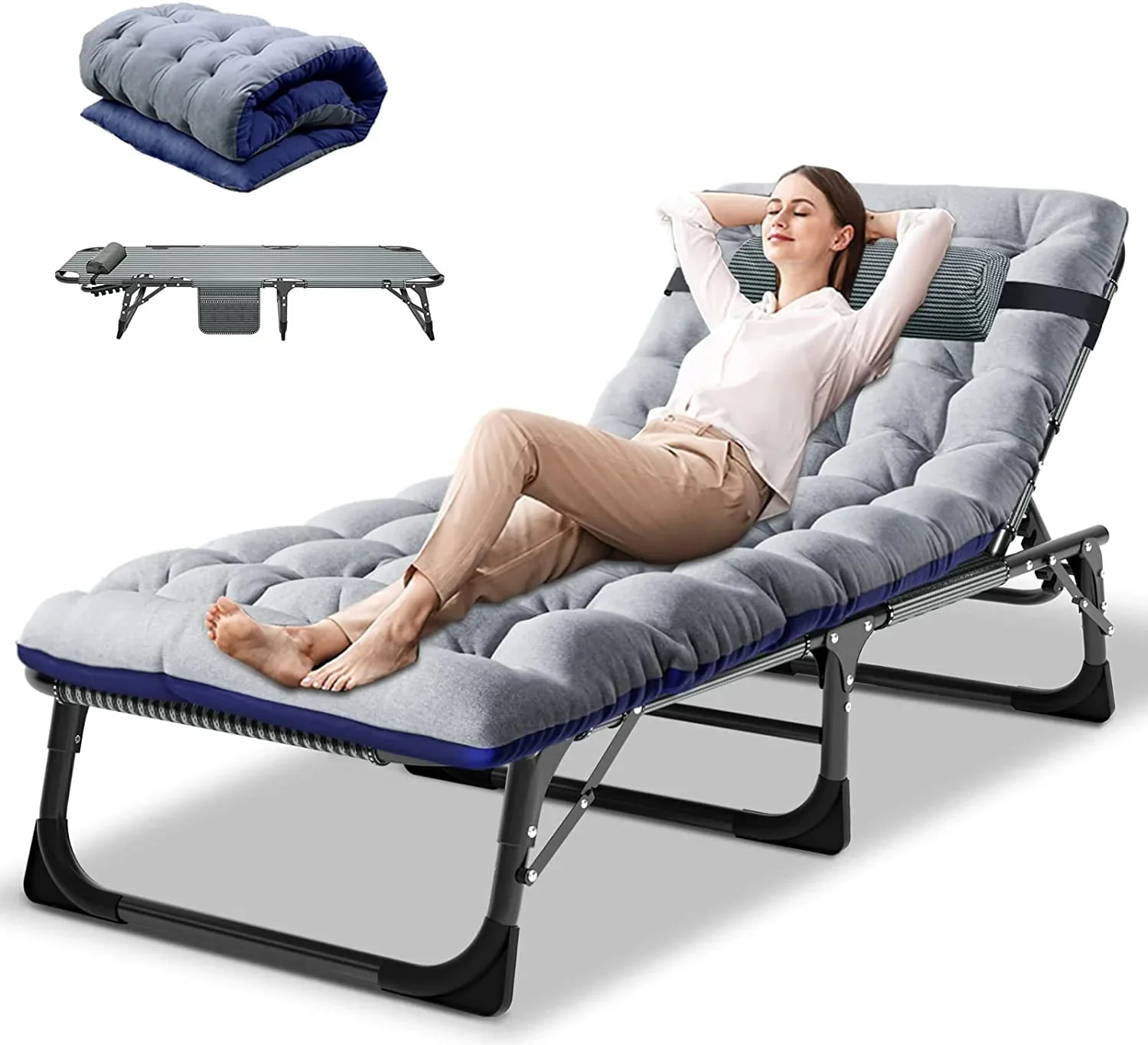 Slsy 5-Position Adjustable Folding Lounge Chair And Cot - 75.2" x 25.6" x 11.8" - Image 48 Slsy 5-Position Adjustable Folding Lounge Chair And Cot - 75.2" x 25.6" x 11.8" - Image 48
