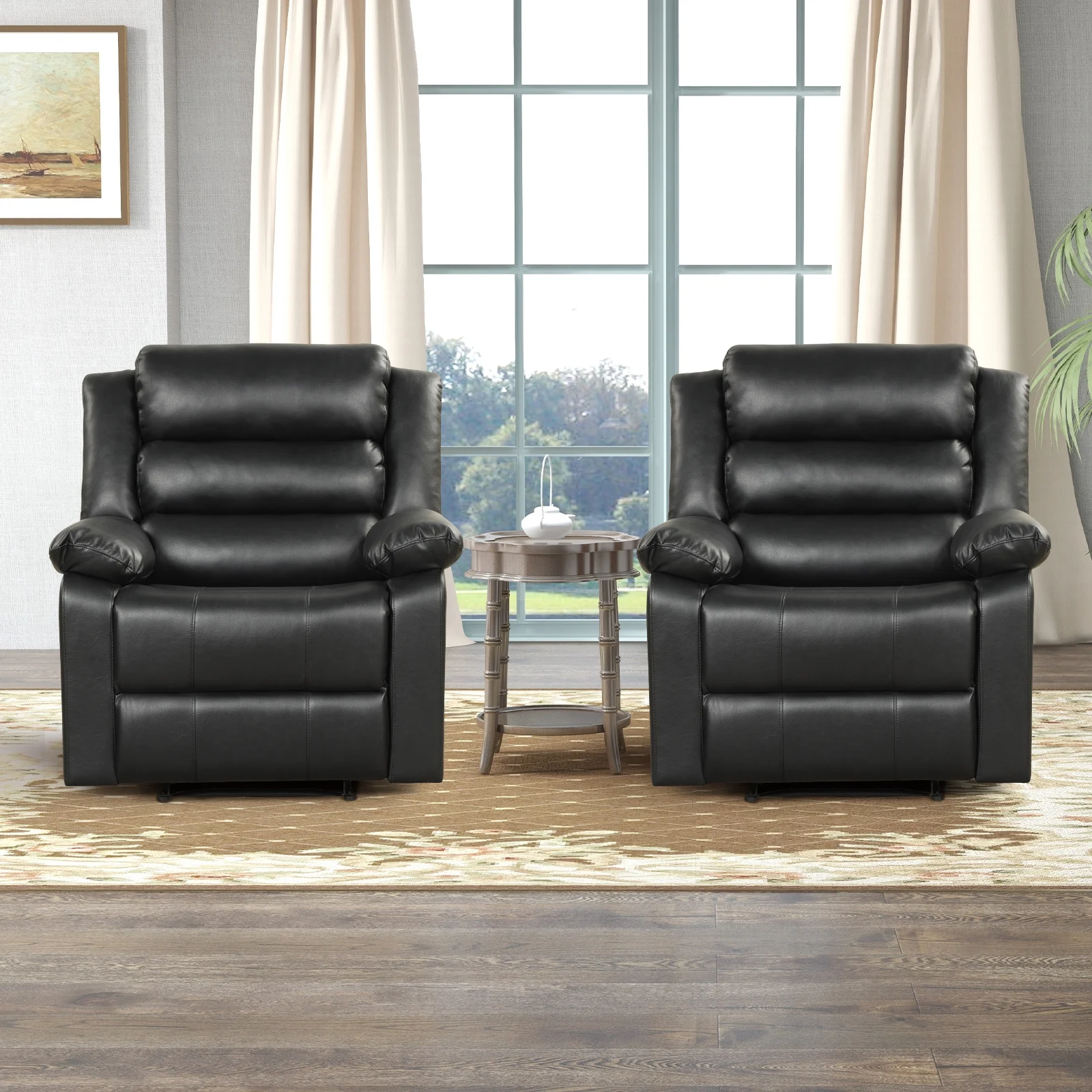 Bonzy Home Recliner Chairs for Living Room Overstuffed Breathable Fabric Reclining Chair Manual Sofa Brown - Image 20