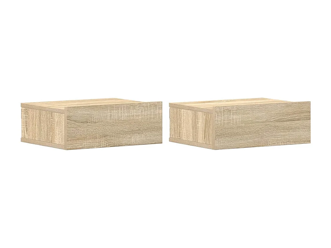 Tables de chevet flottantes-Tables de nuit murale 2 pcs Chêne sonoma Bois ingénierie