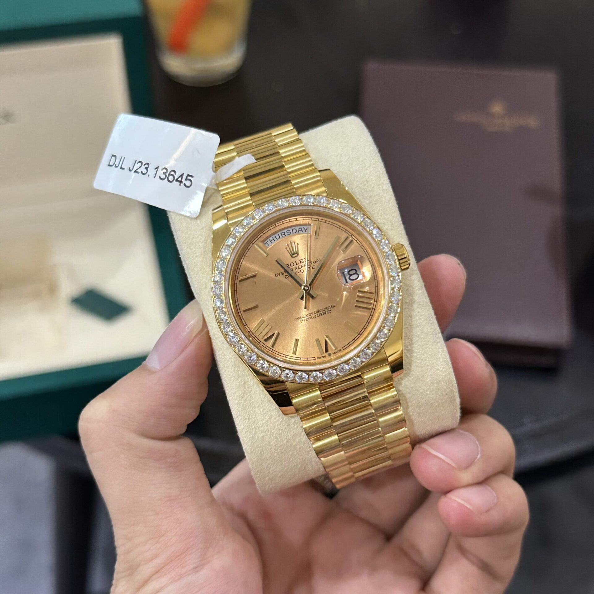 Rolex Replica Watch Day-Date 228238 Gold Wrapped Moissanite GM V2 152gram 40mm - Elite Watch Atelier