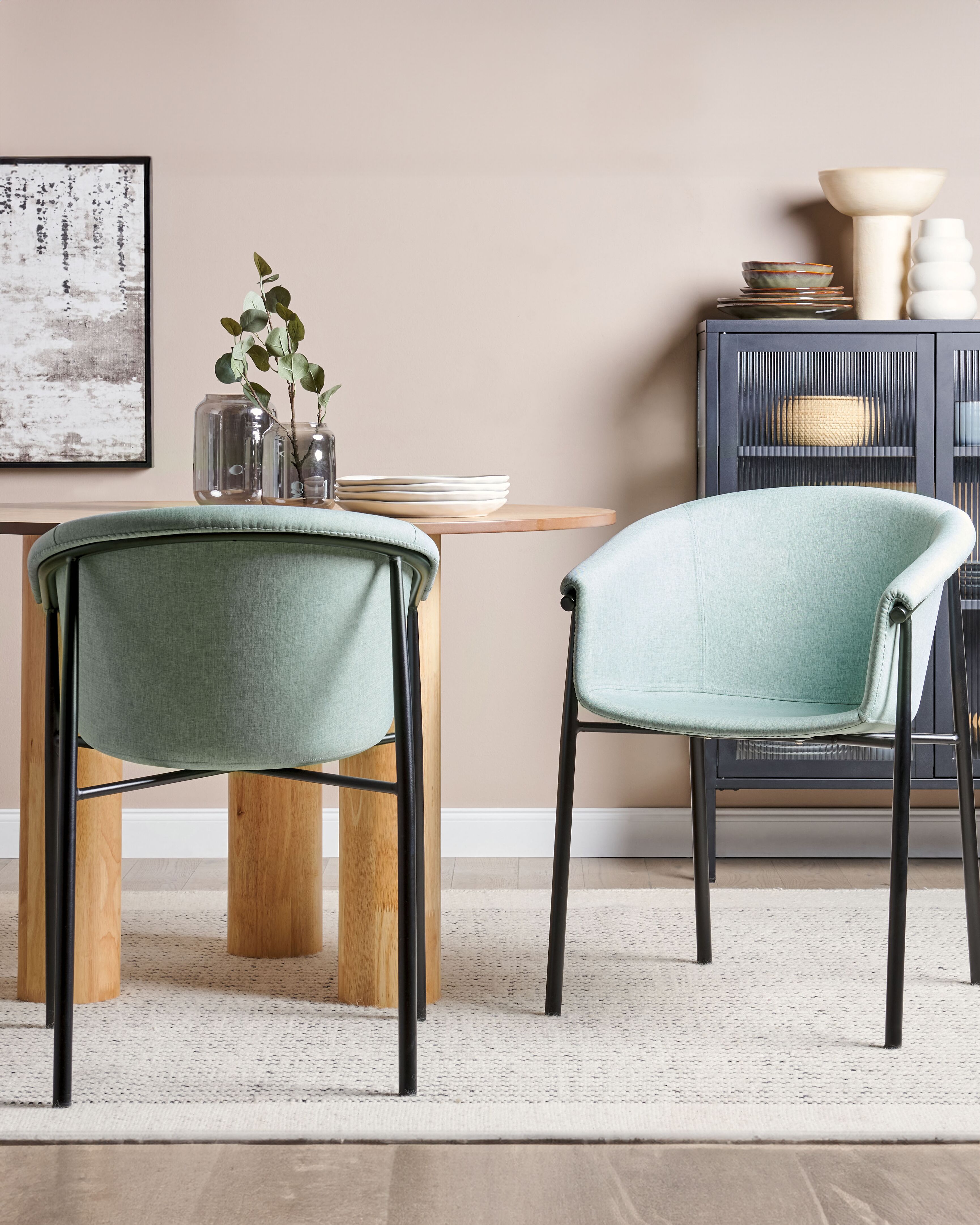 Set of 2 Dining Chairs AMES Fabric Mint Green