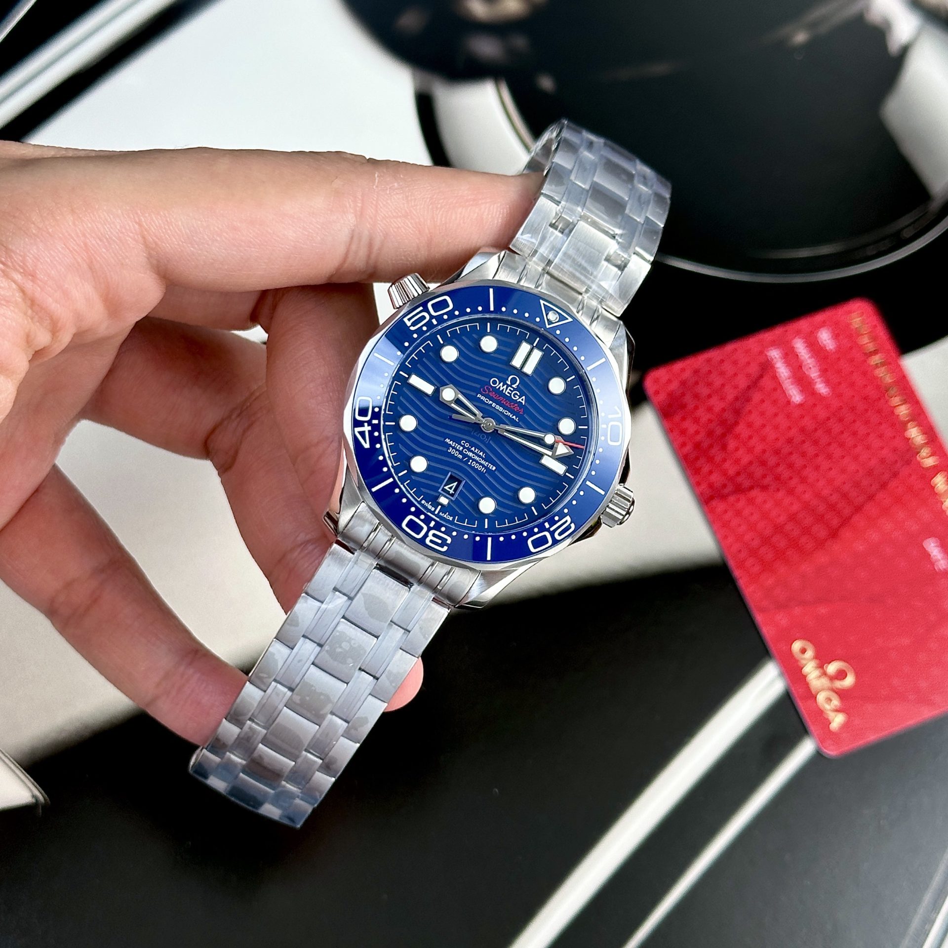 Omega Replica Watches Seamaster Blue Dial VS Factory 42mm - Elite Watch Atelier