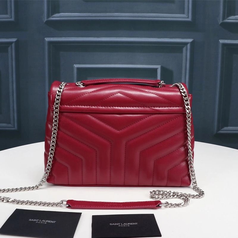 Saint Laurent Small Loulou Chain Bag In Y Matelasse Leather Red Silver - Zealreplica ru | Zealreplicaru.com1:1High-quality replica