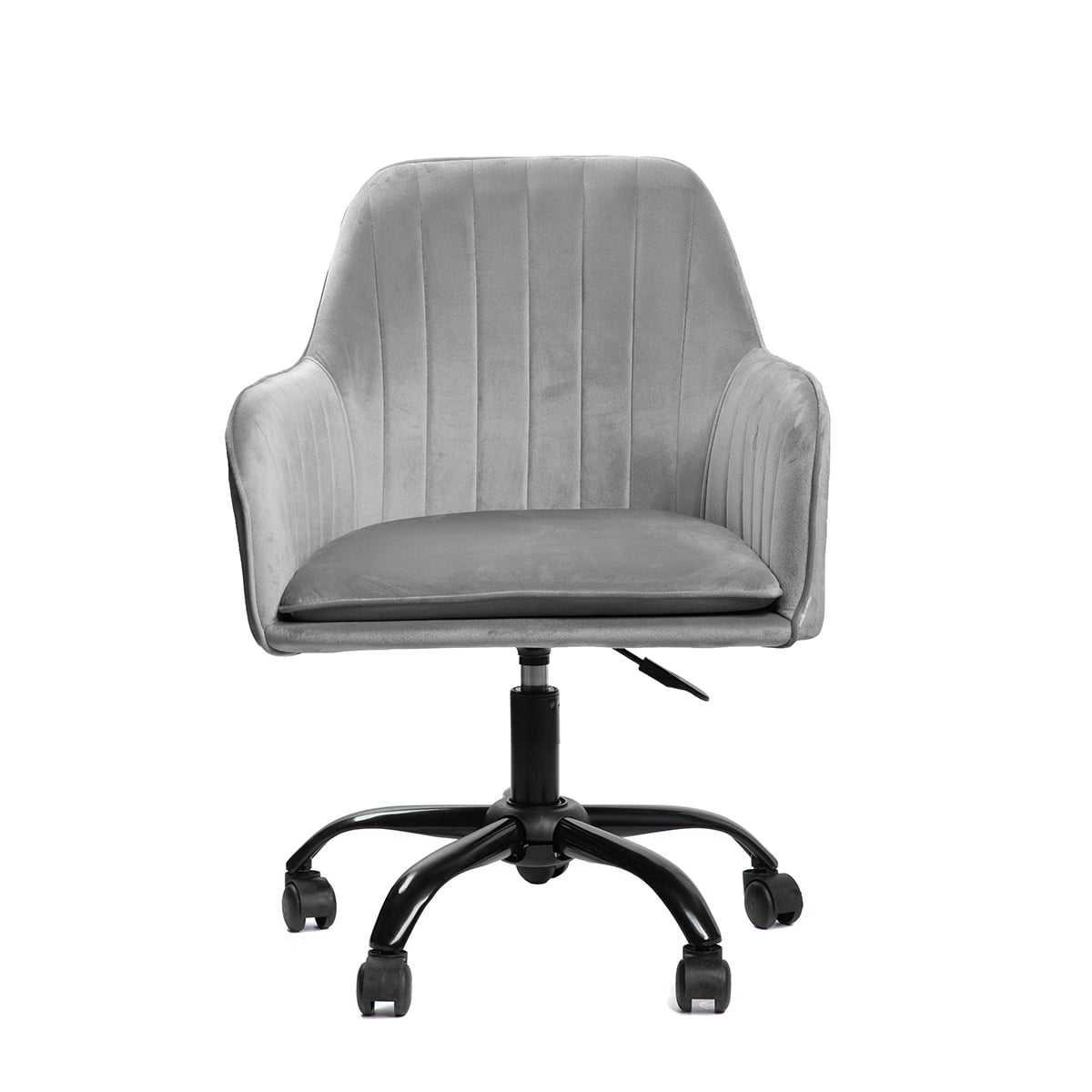 Fotel TEILL welurowy obrotowy szary 56x58x81-91 cm