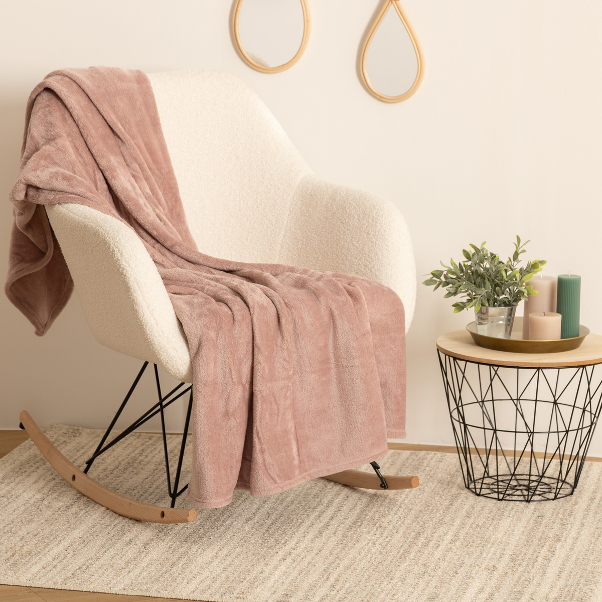 Flannel plaid Pink, 125x150 cm