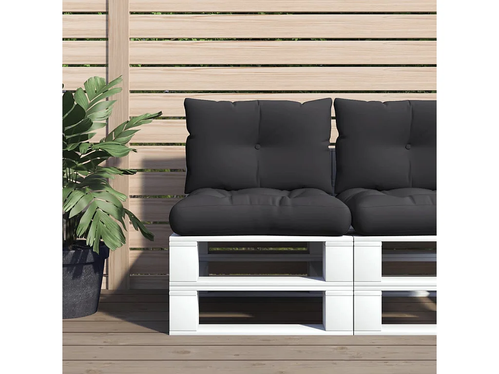Coussins de palette lot de 2 noir tissu