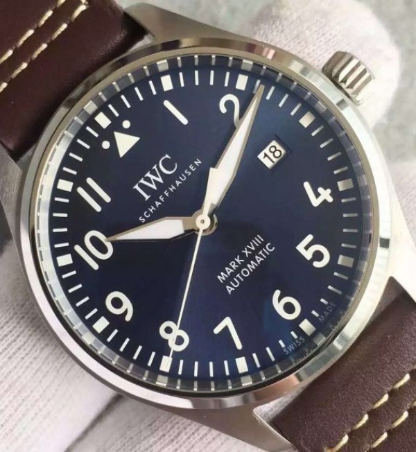 Replica IWC MKF Mark XVIII Le Petit Prince Blue Dial Leather Strap A2892 - Top club