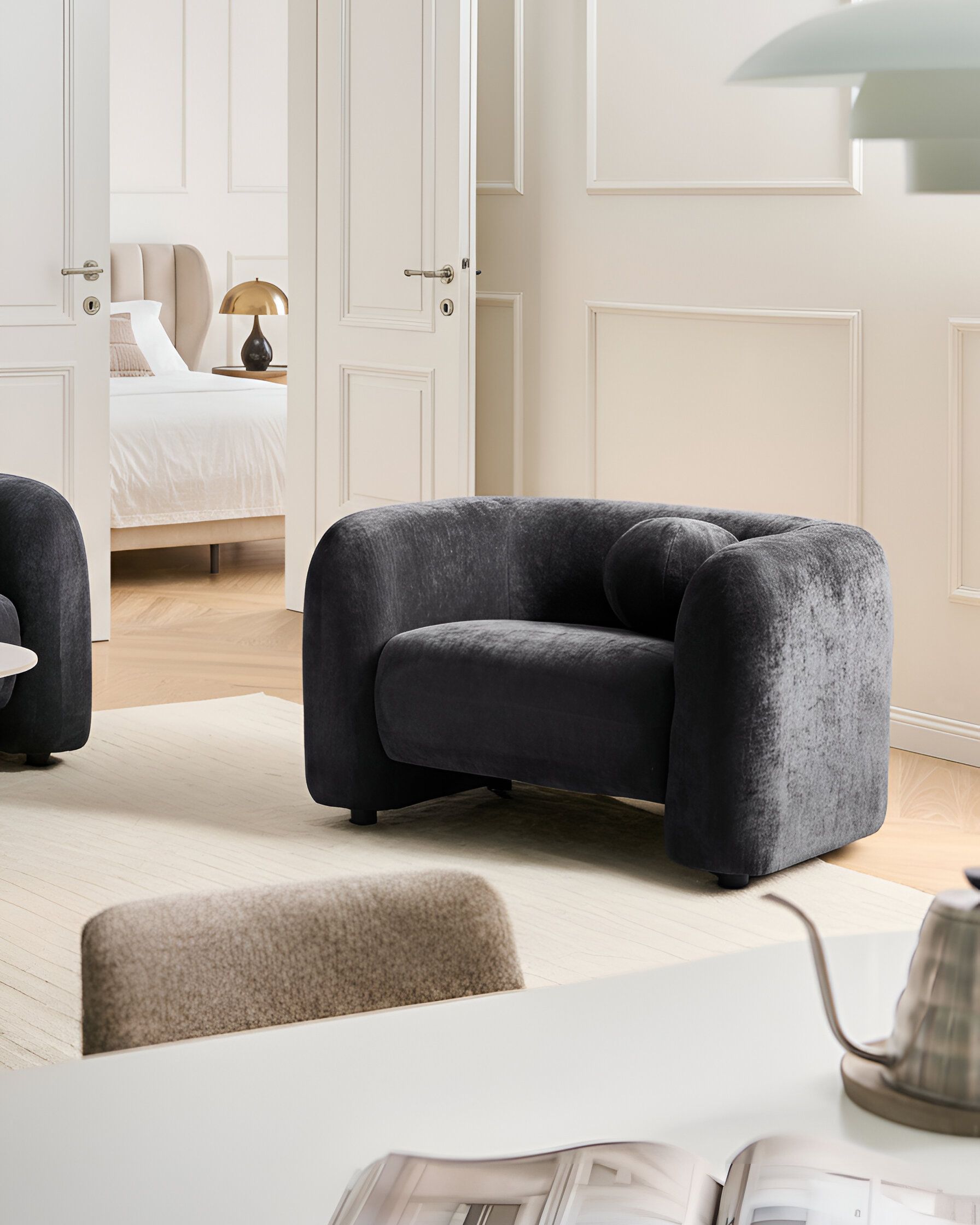 Armchair LEIREN Chenille Black