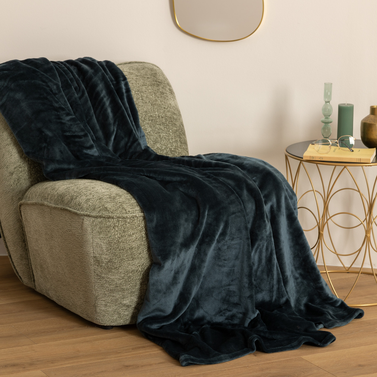 Flannel plaid Aegean Blue, 180x230 cm