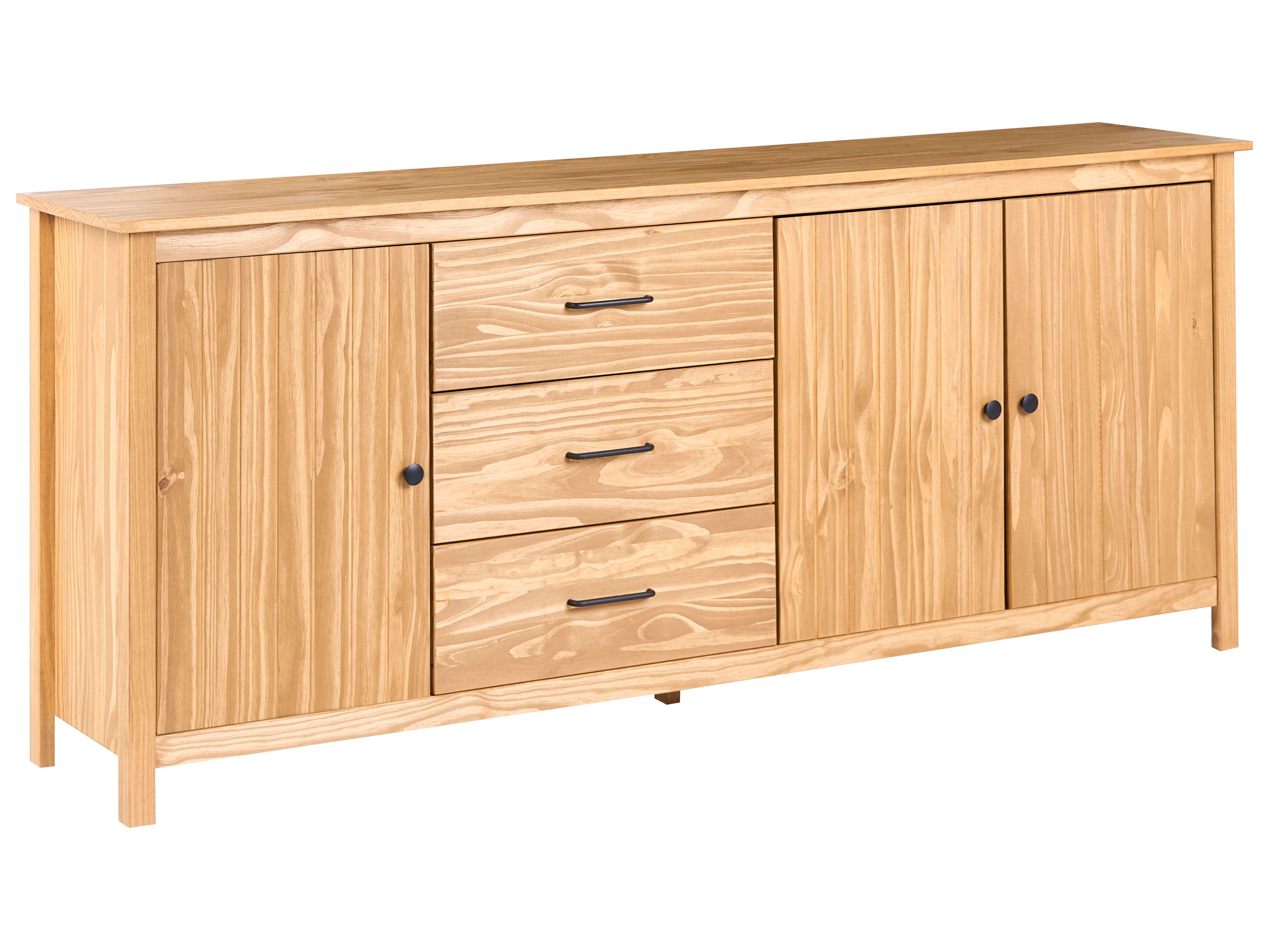 3 Door Sideboard LEONORA Pine Wood Light Brown