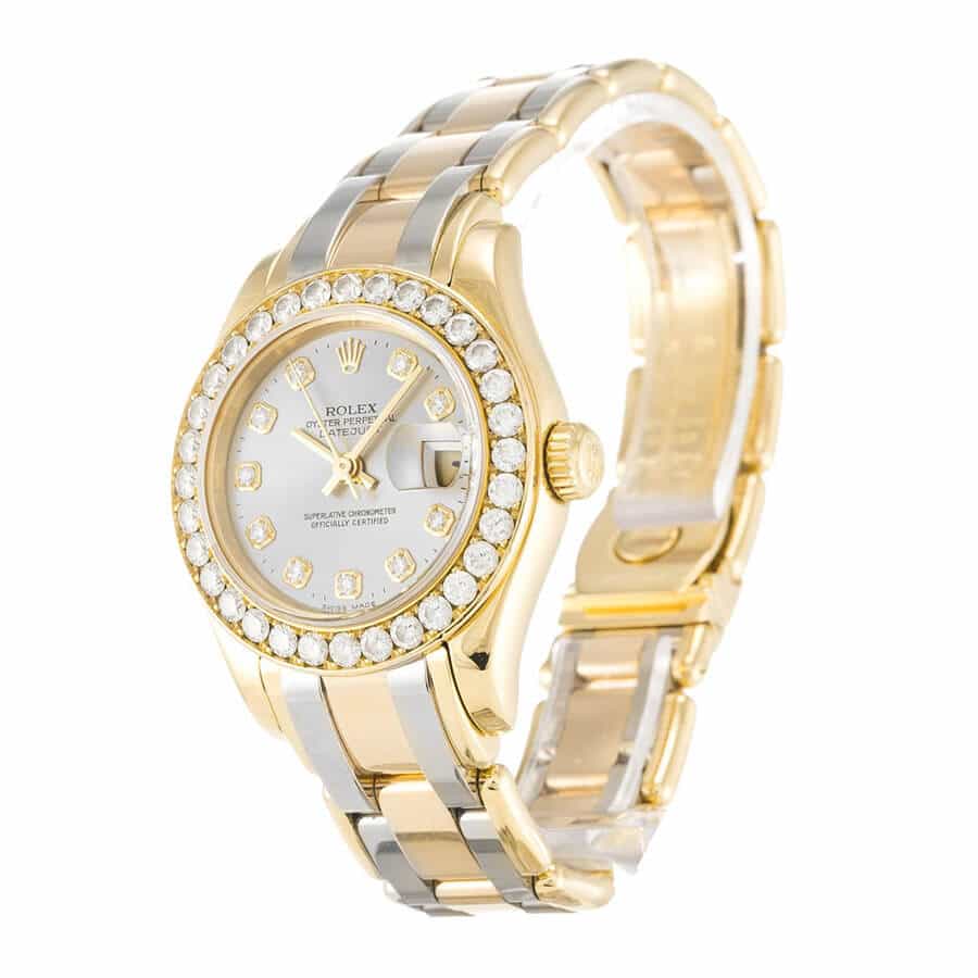 Rolex Tridor Pearlmaster Ladies Gold   Diamond 80298-0048 Replica - Elite Watch Atelier