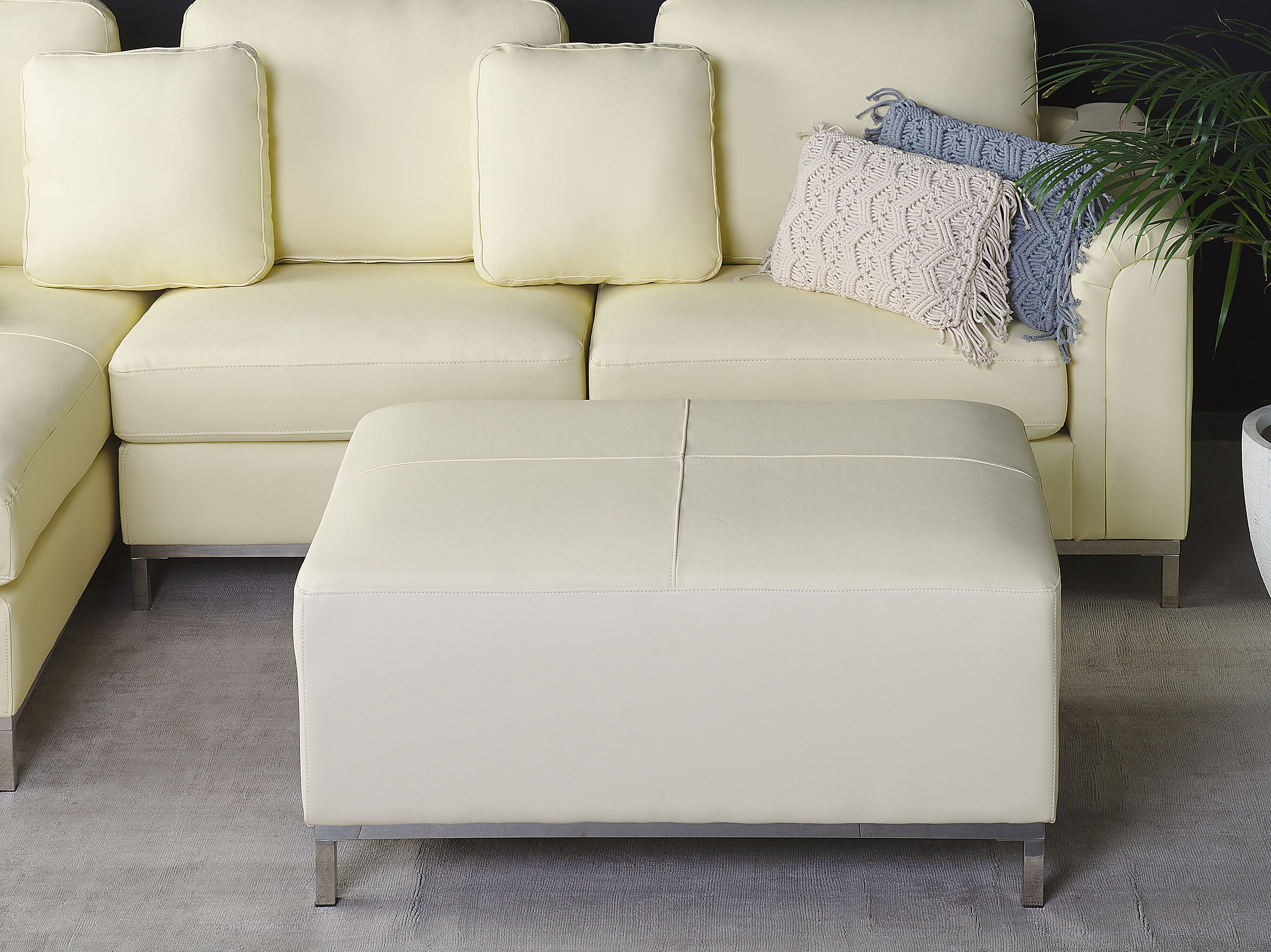 Ottoman OSLO Leather Light Beige