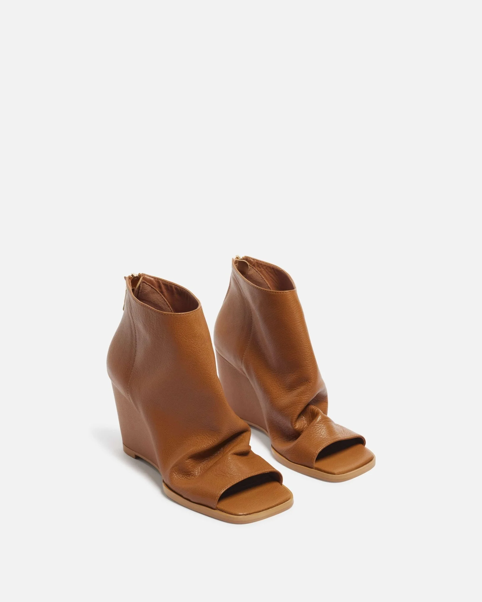 BOTTINES FILOMENE - En cuir à talons cognac