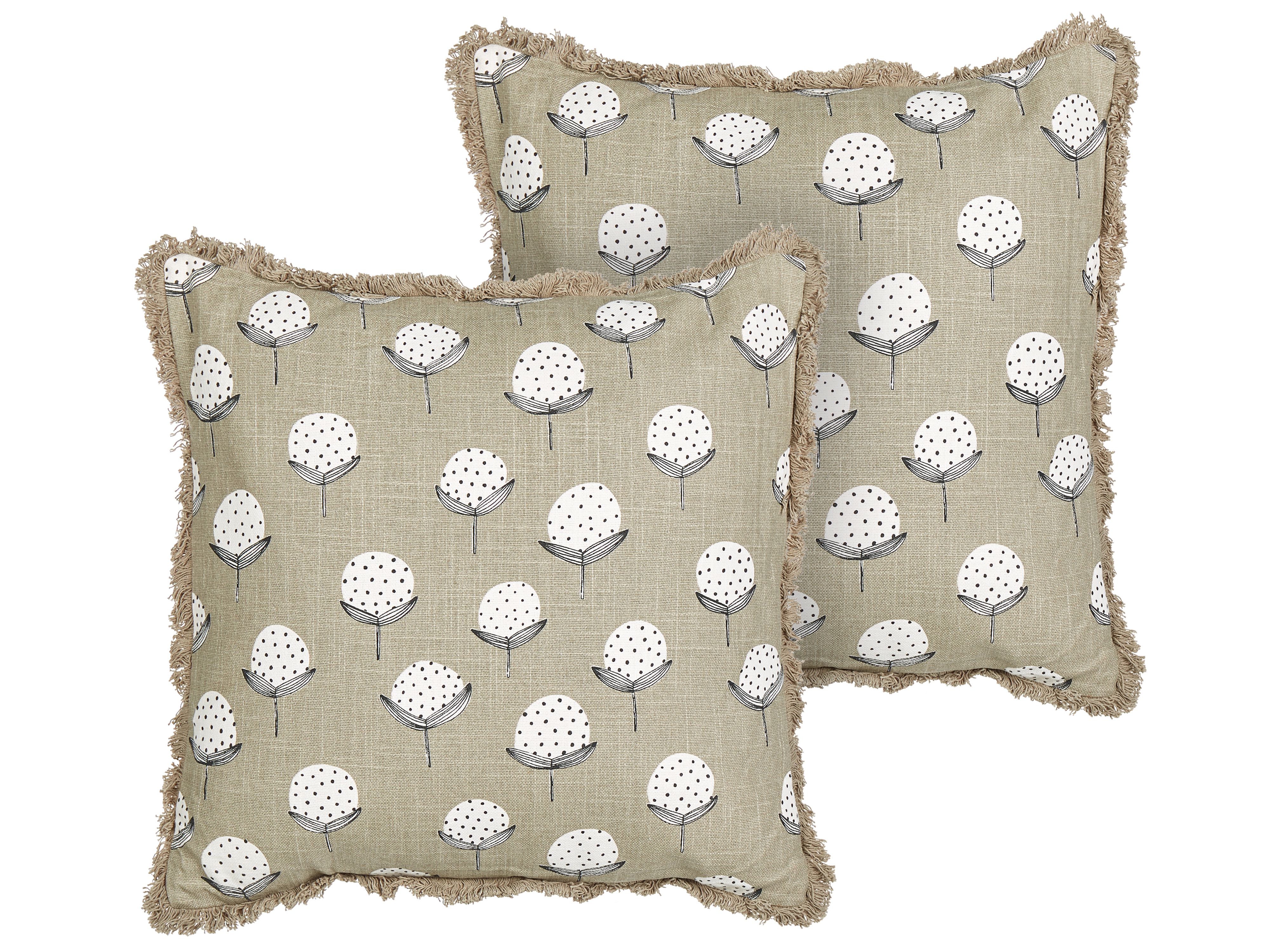 Set of 2 Decorative Cushions PSILOTALES Cotton 45 x 45 cm Beige Floral Pattern