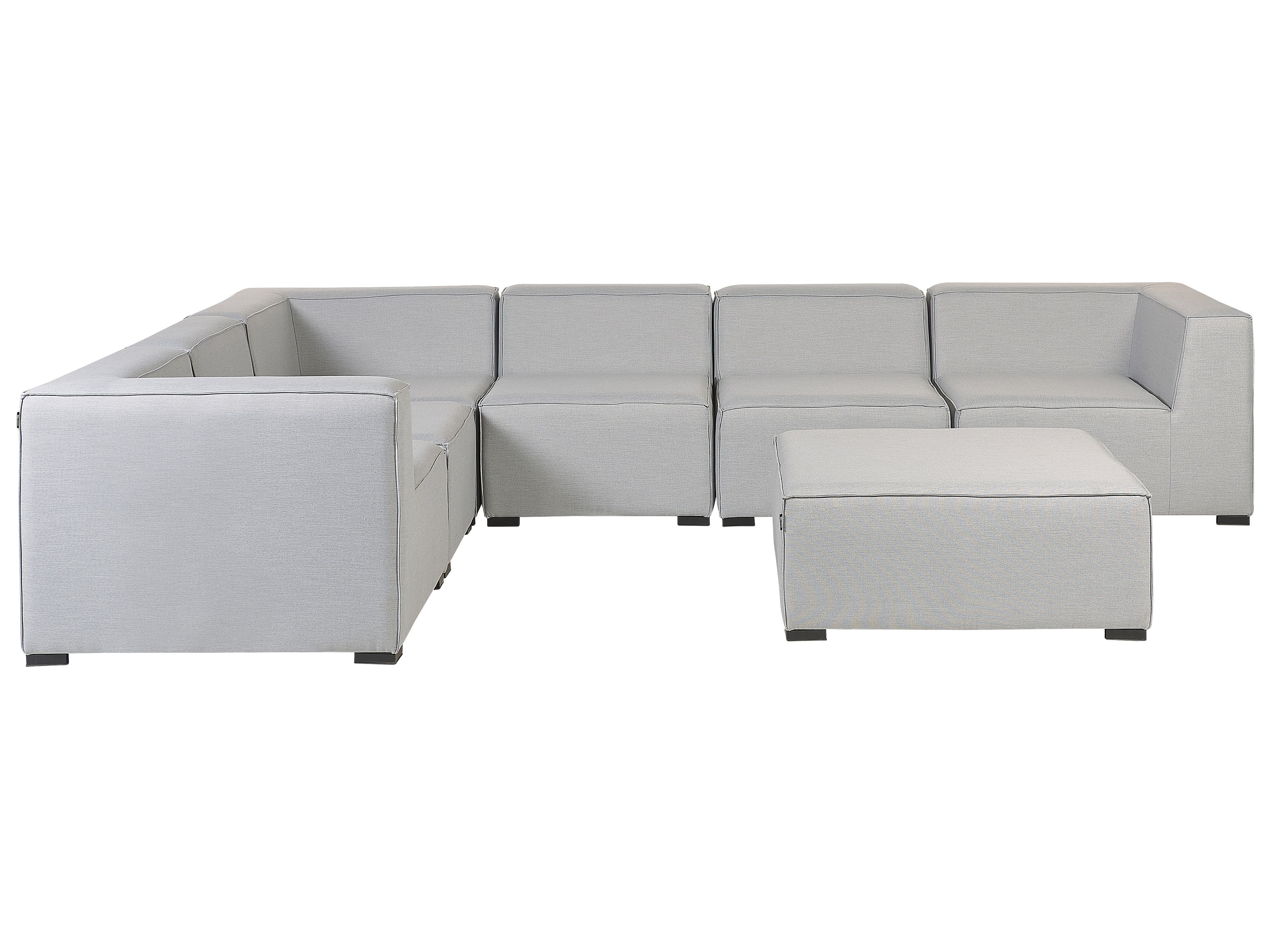 Garden Corner Sofa with Ottoman 7 Seater AREZZO Right Hand Modular Light Grey
