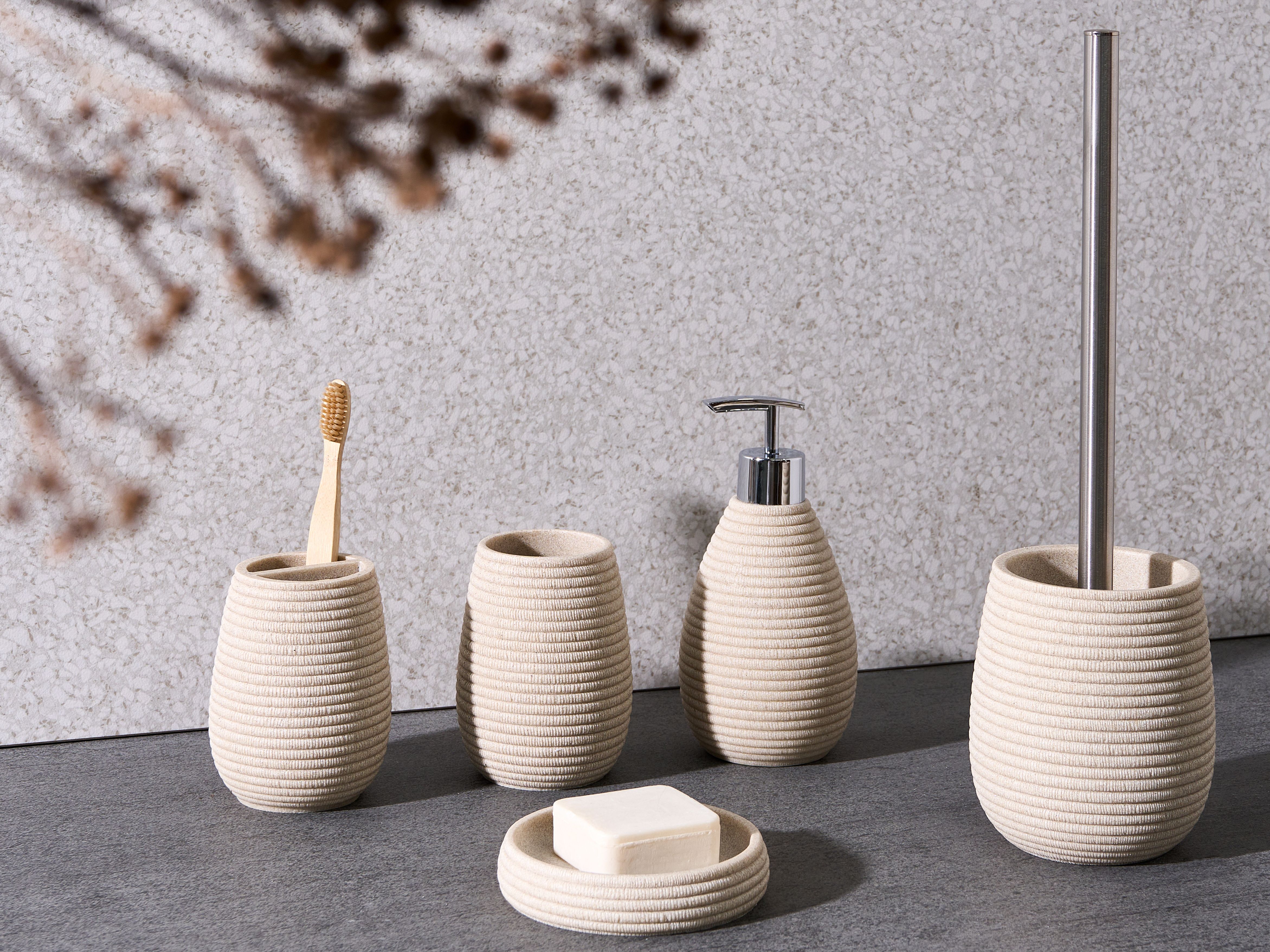 5-Piece Bathroom Accessories Set QUILA Light Beige