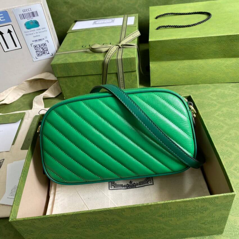 Replica Gucci Gg Marmont Small Shoulder Bag 447632 Green And Emerald Leather1:1High-quality replica