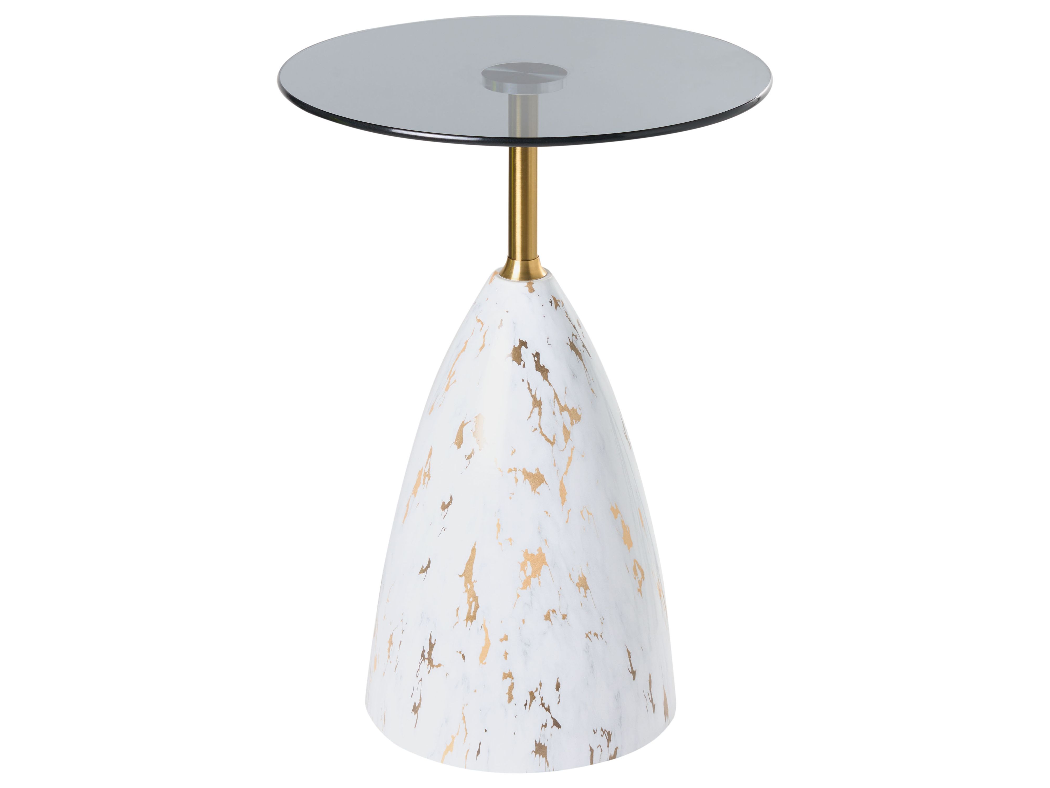 Side Table WABBY Tempered Glass White Marble