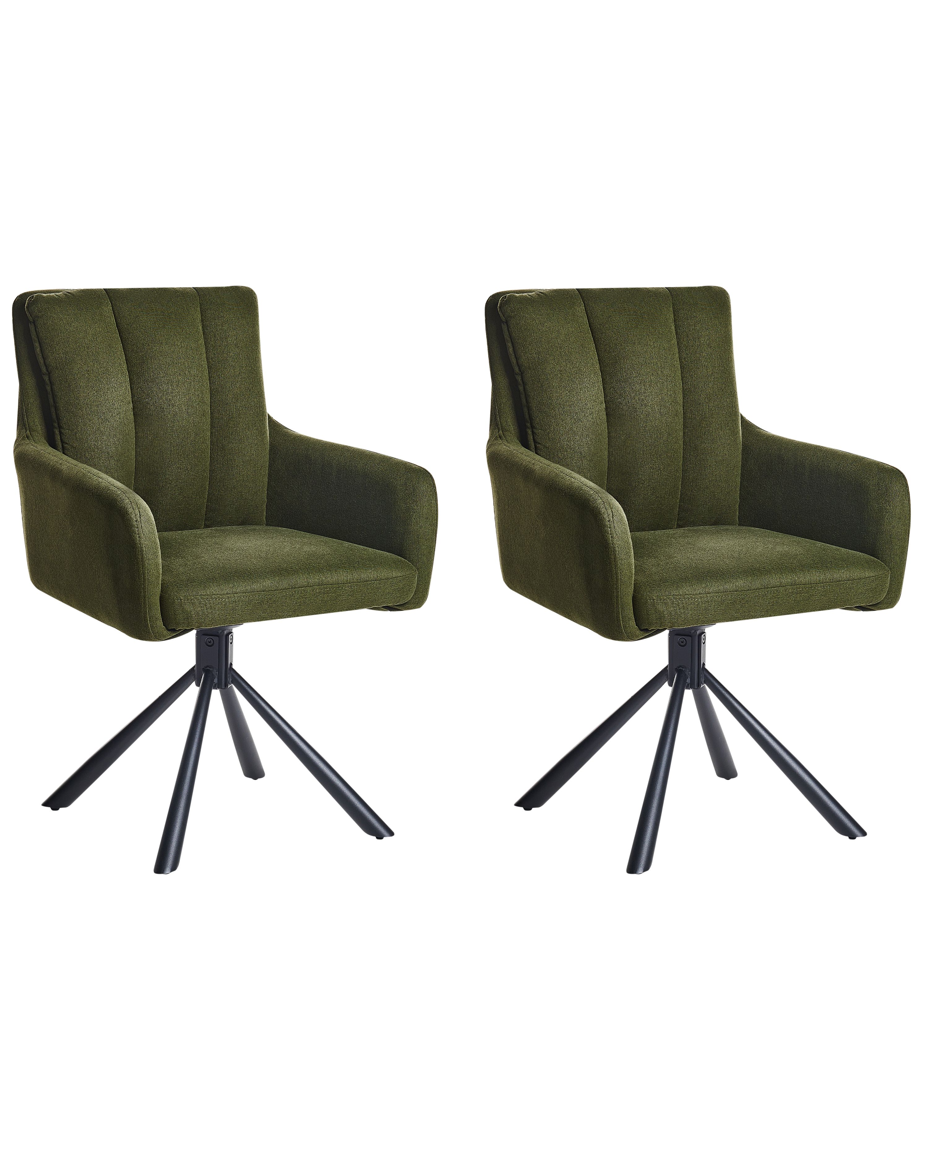 Set of 2 Dining Chairs Swivel SARDOAL Fabric Dark Green