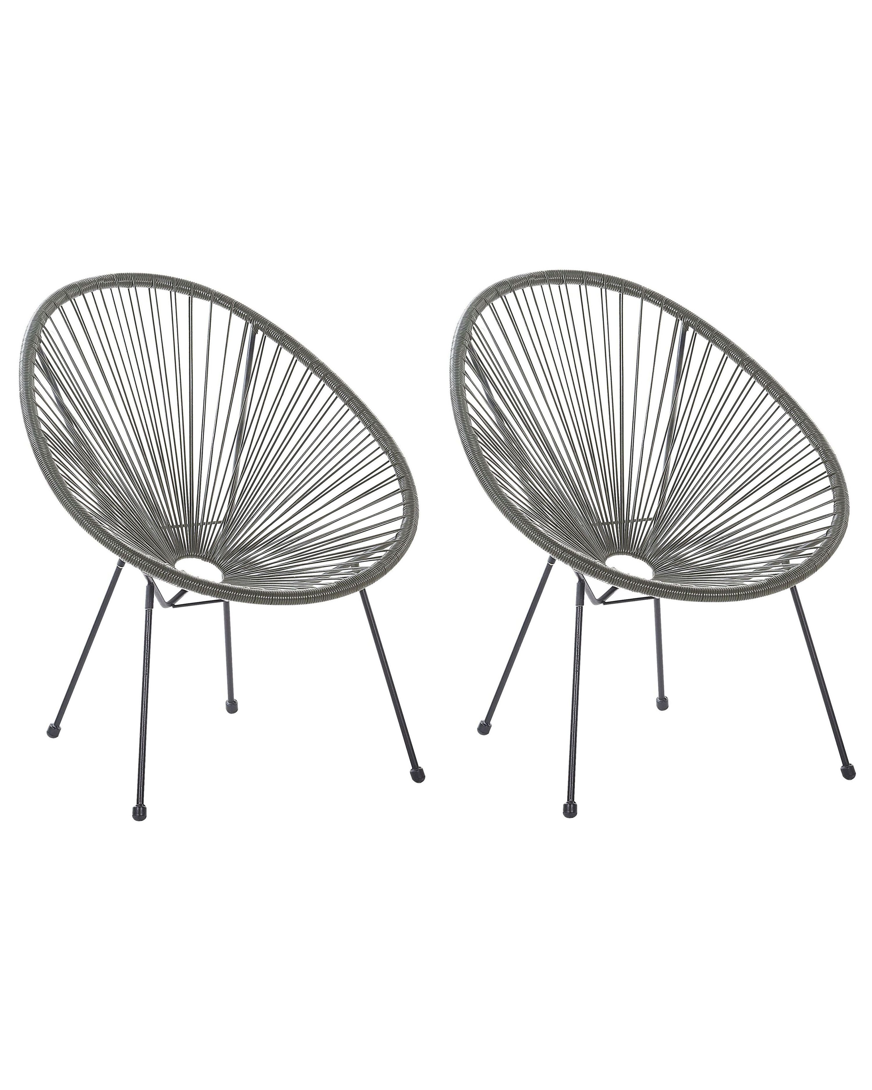 Set of 2 Garden Chairs ACAPULCO II PE Rattan Dark Grey