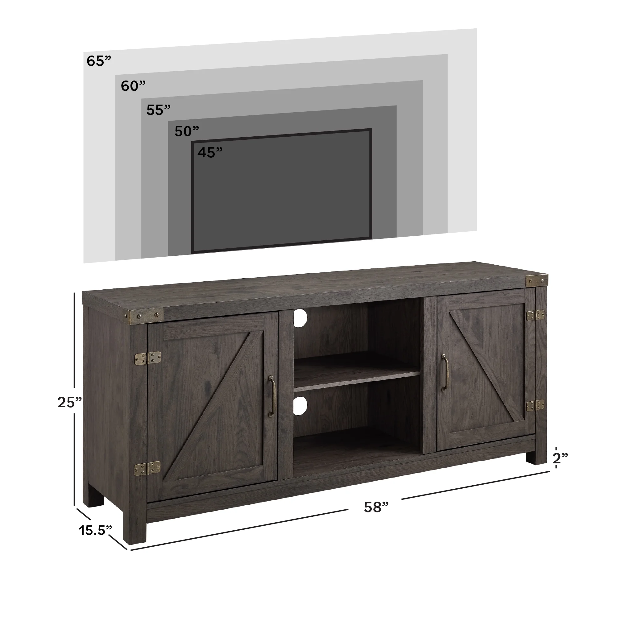 Walker Edison Modern Farmhouse Barn Door TV Stand for TVs up to 65", Grey Wash - Image 70
