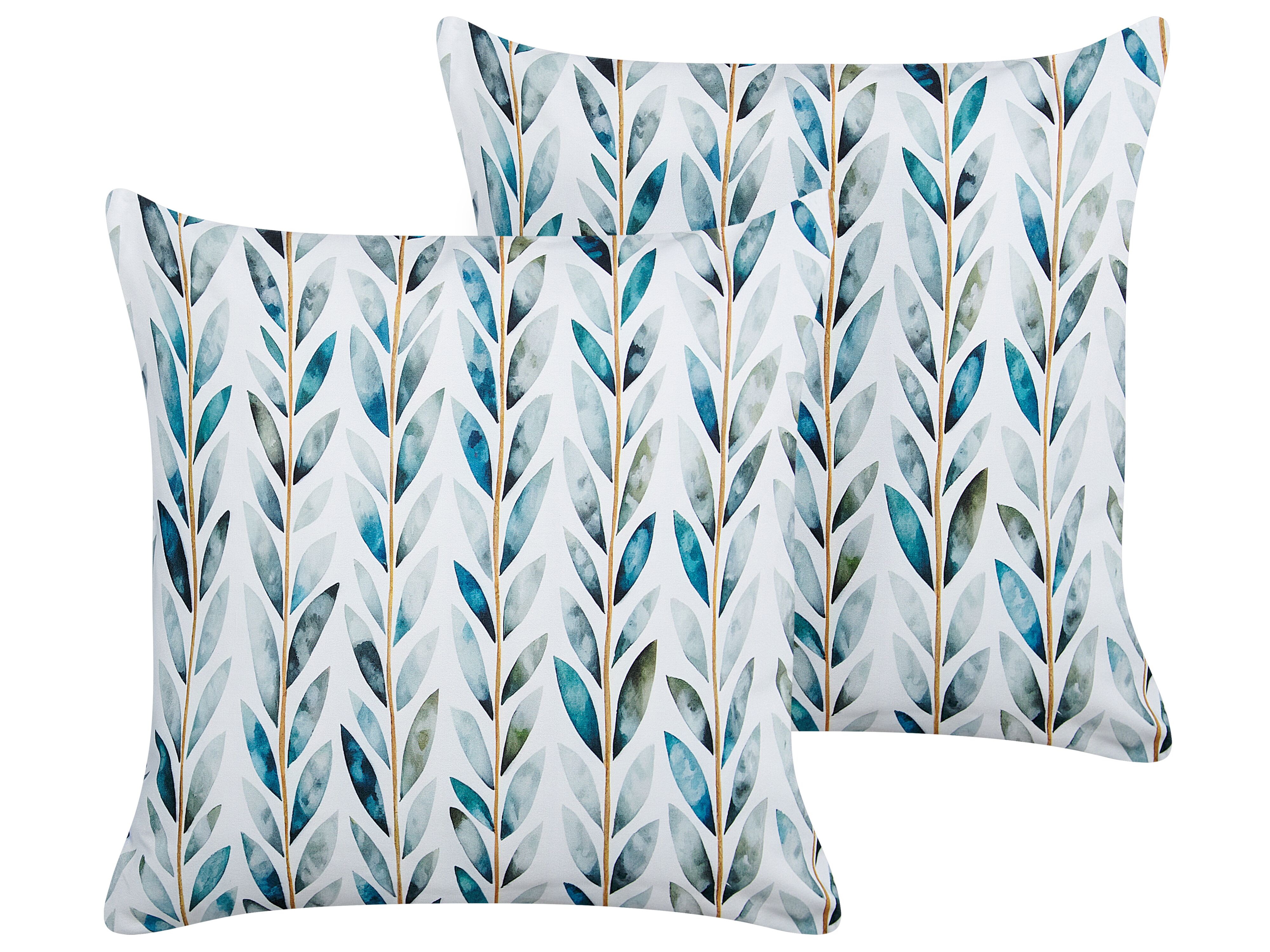 Set of 2 Outdoor Cushions LOANO Plant Pattern 45 x 45 cm Green