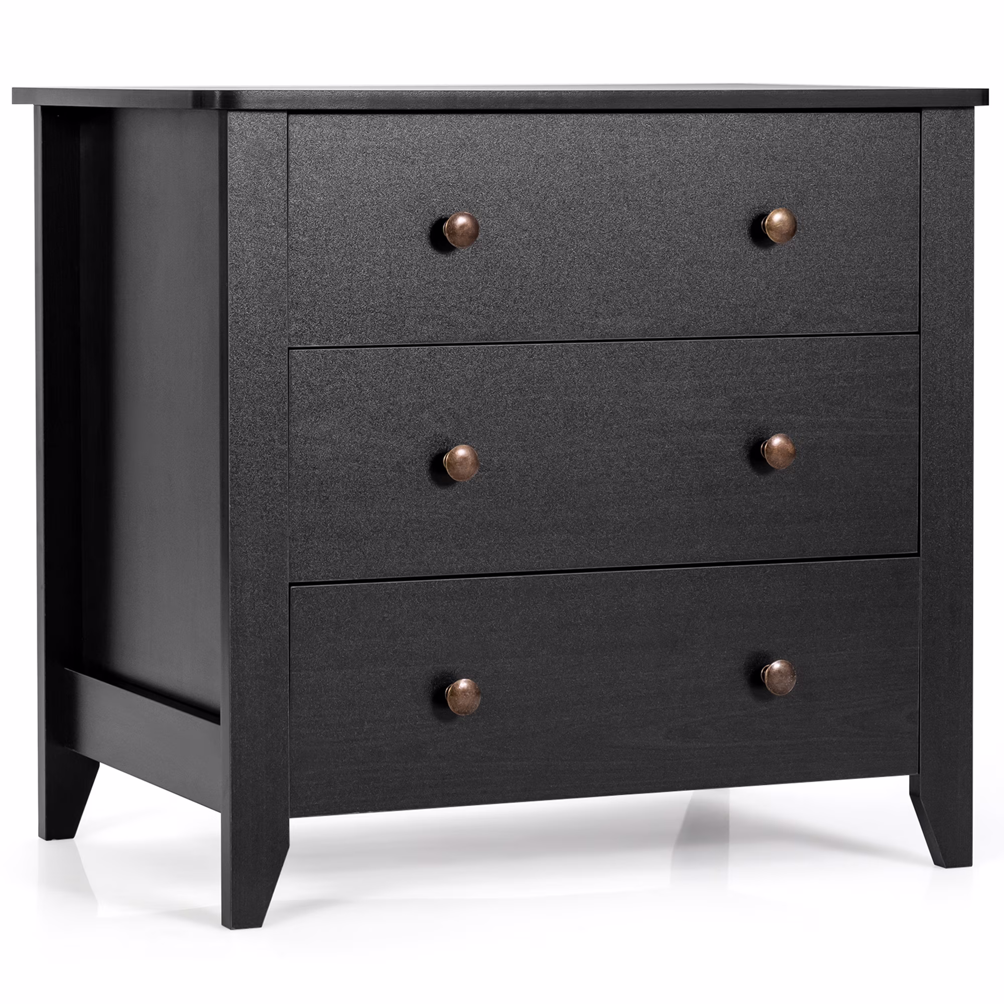 Gymax 3 Drawer Dresser Chest of Drawers Bedside Table for Living Room Bedroom Espresso - Image 3