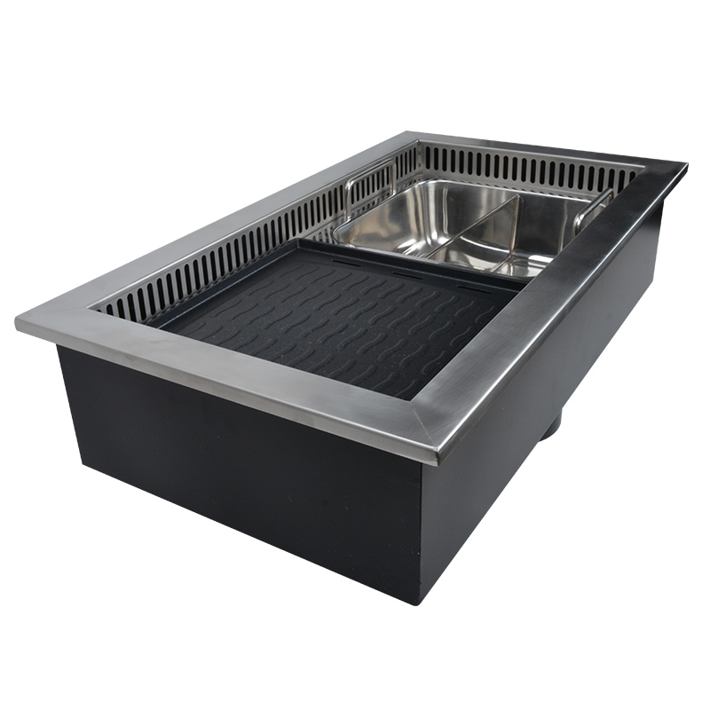 Wholesale Japanese Commercial Electric Hot Pot and Bbq Grill Rectangle Embedded Electric Combo Barbecue Shabu Grill