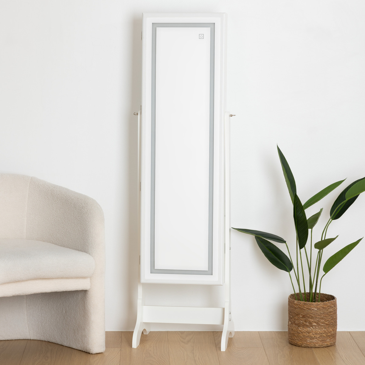 Jewellery box LED, glass White, 47x155 cm