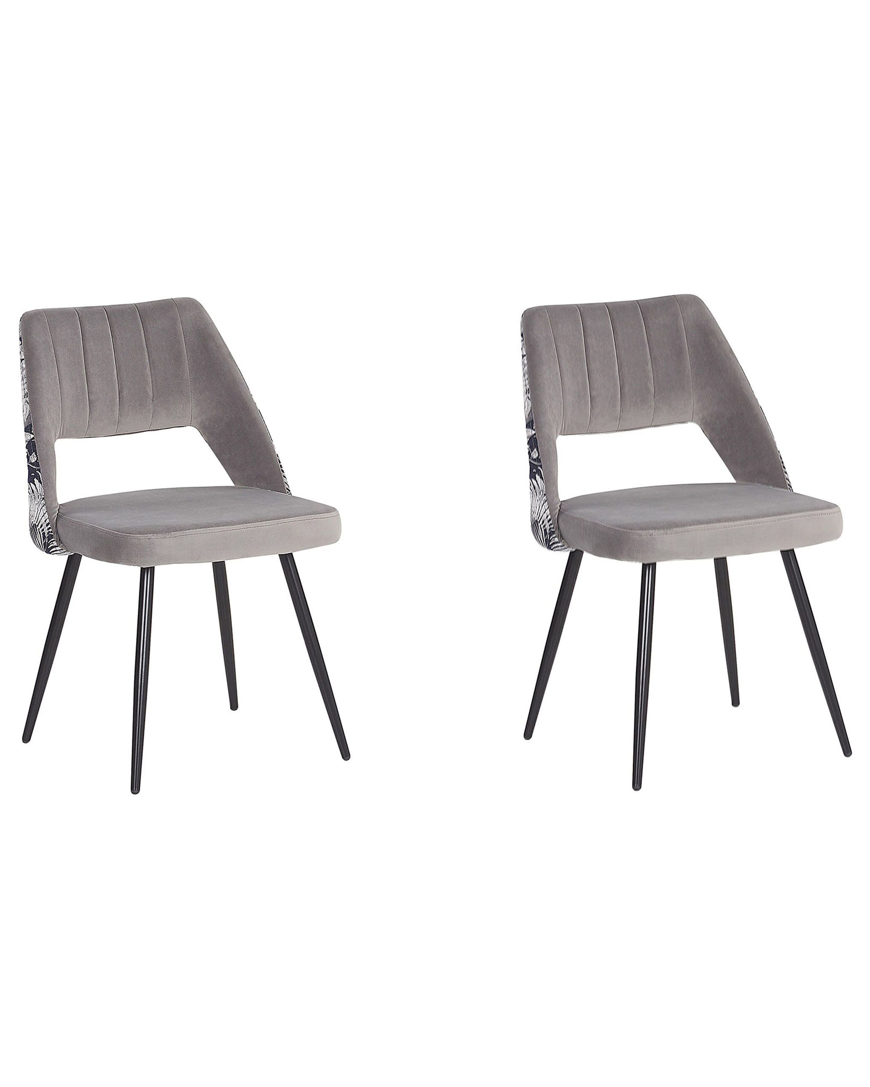 Set of 2 Dining Chairs ANSLEY Velvet Grey