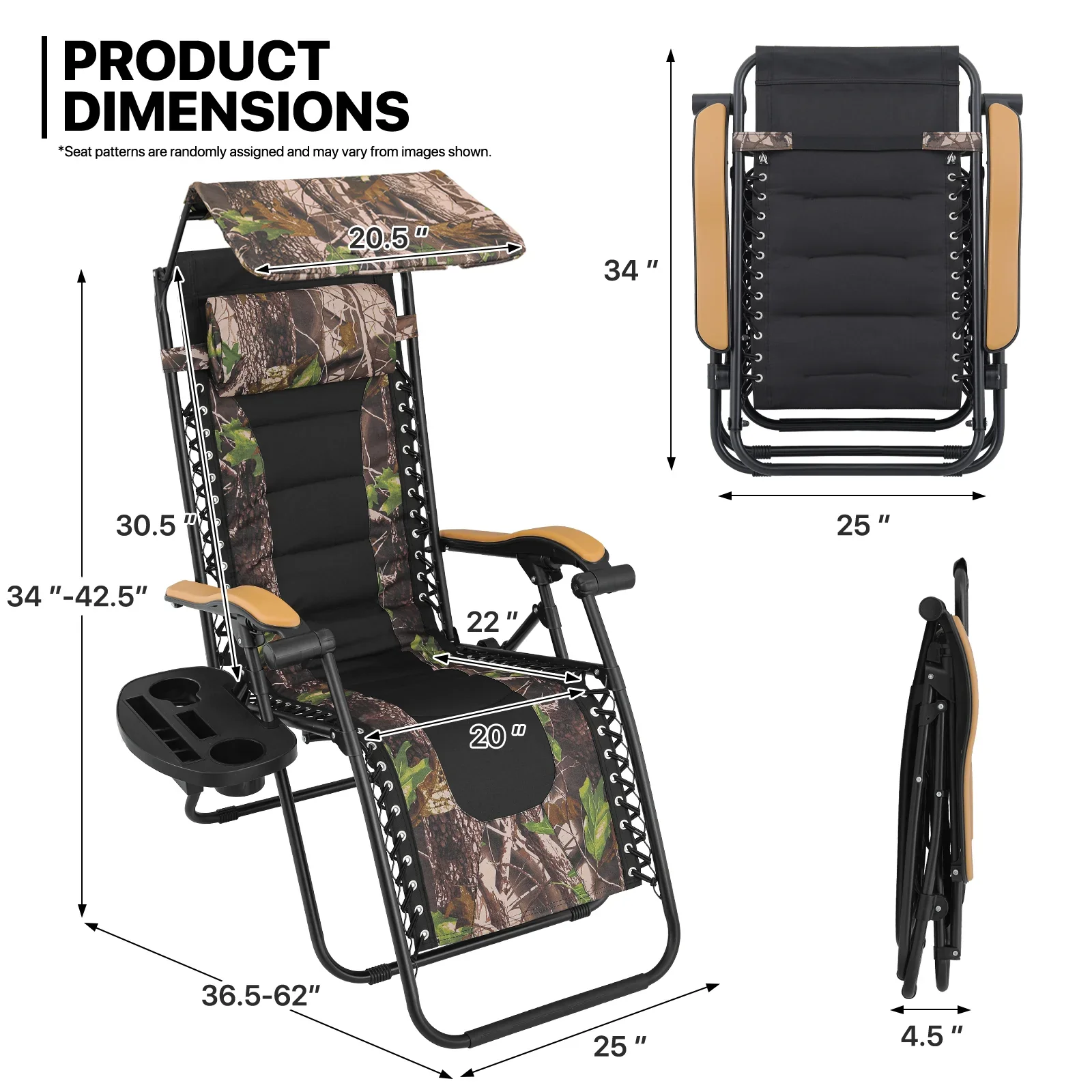 MoNiBloom Zero Gravity Reclining Chairs Set Of 2 With Canopy Shade And Headrest, Black - 330 lbs - Image 24 MoNiBloom Zero Gravity Reclining Chairs Set Of 2 With Canopy Shade And Headrest, Black - 330 lbs - Image 24