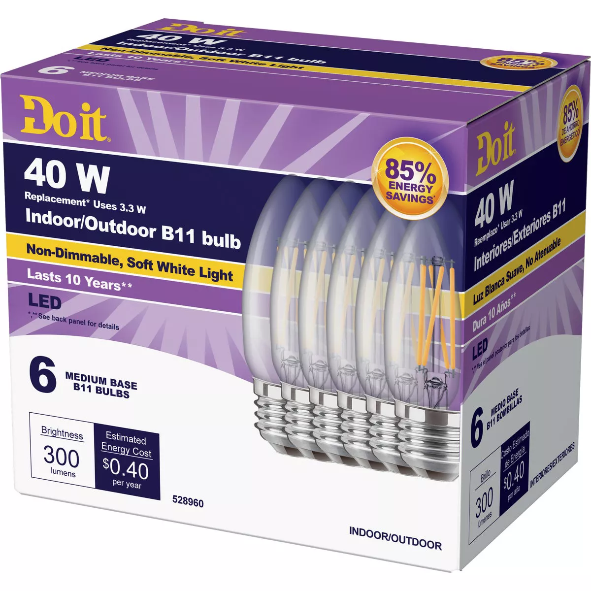 Do it 40W Equivalent Soft White B11Medium LED Decorative Light Bulb (6-Pack)