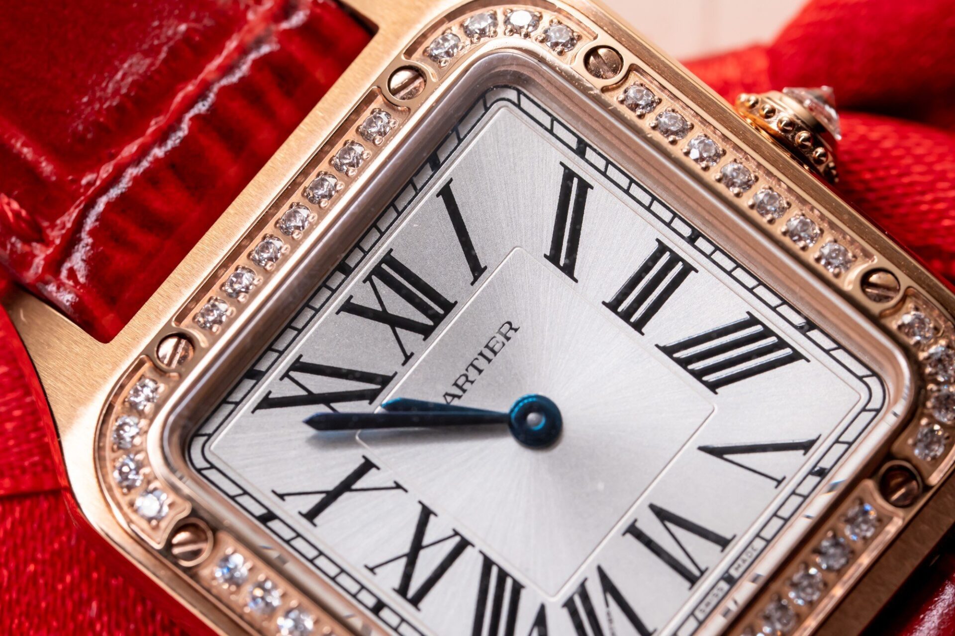 Cartier Replica Watch Santos Dumont WJSA0017 Red Leather Strap 38 27.5mm - Top club