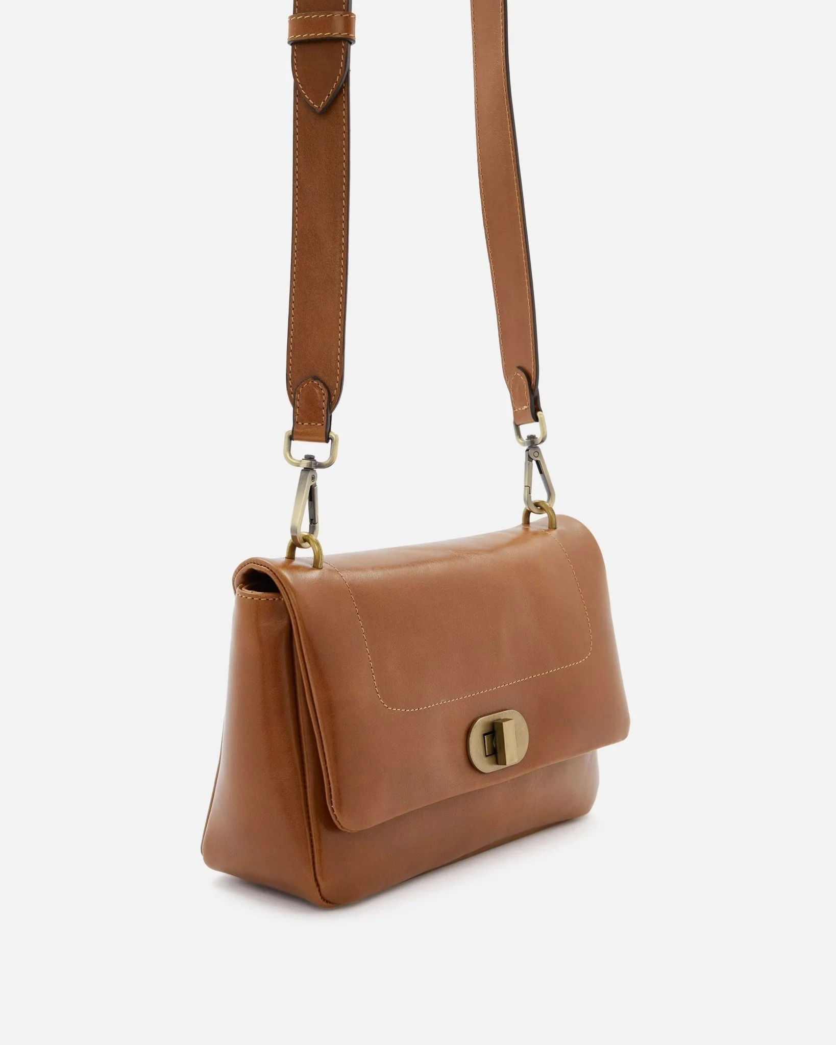SAC CUIR GALI COGNAC - Sac cuir lisse grande anse