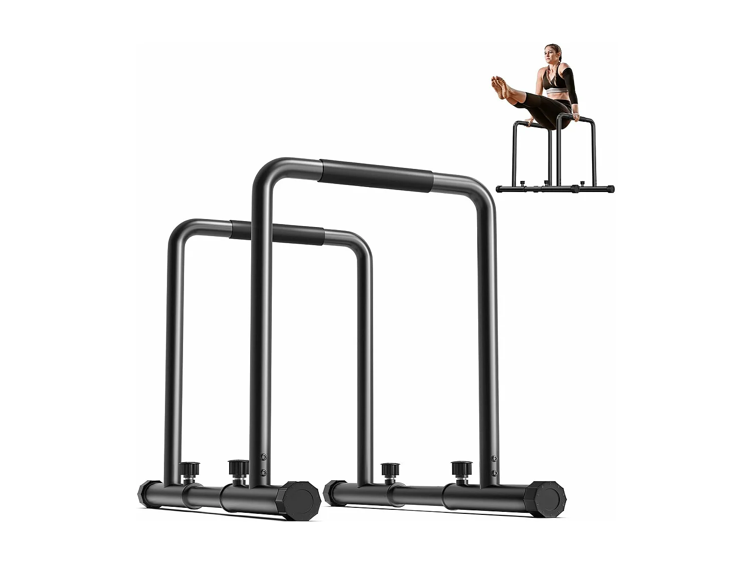 Barres Parallèles, Training Station de Musculation pour Tractions, Barres de trempage réglable, Charge Max 500kg, 104x99x86cm
