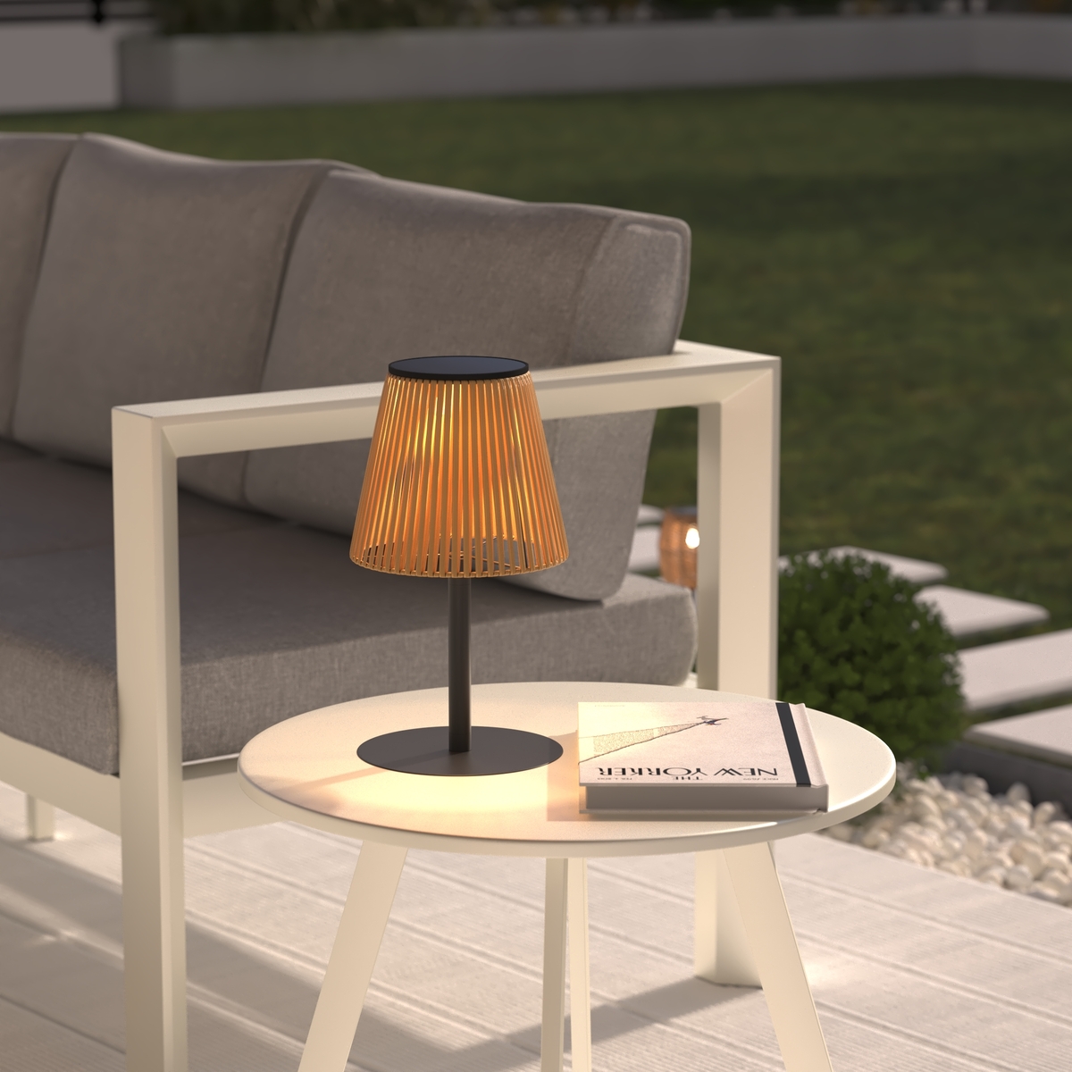 Solar and USB outdoor lamp "Kessy" Beige, H. 30 cm