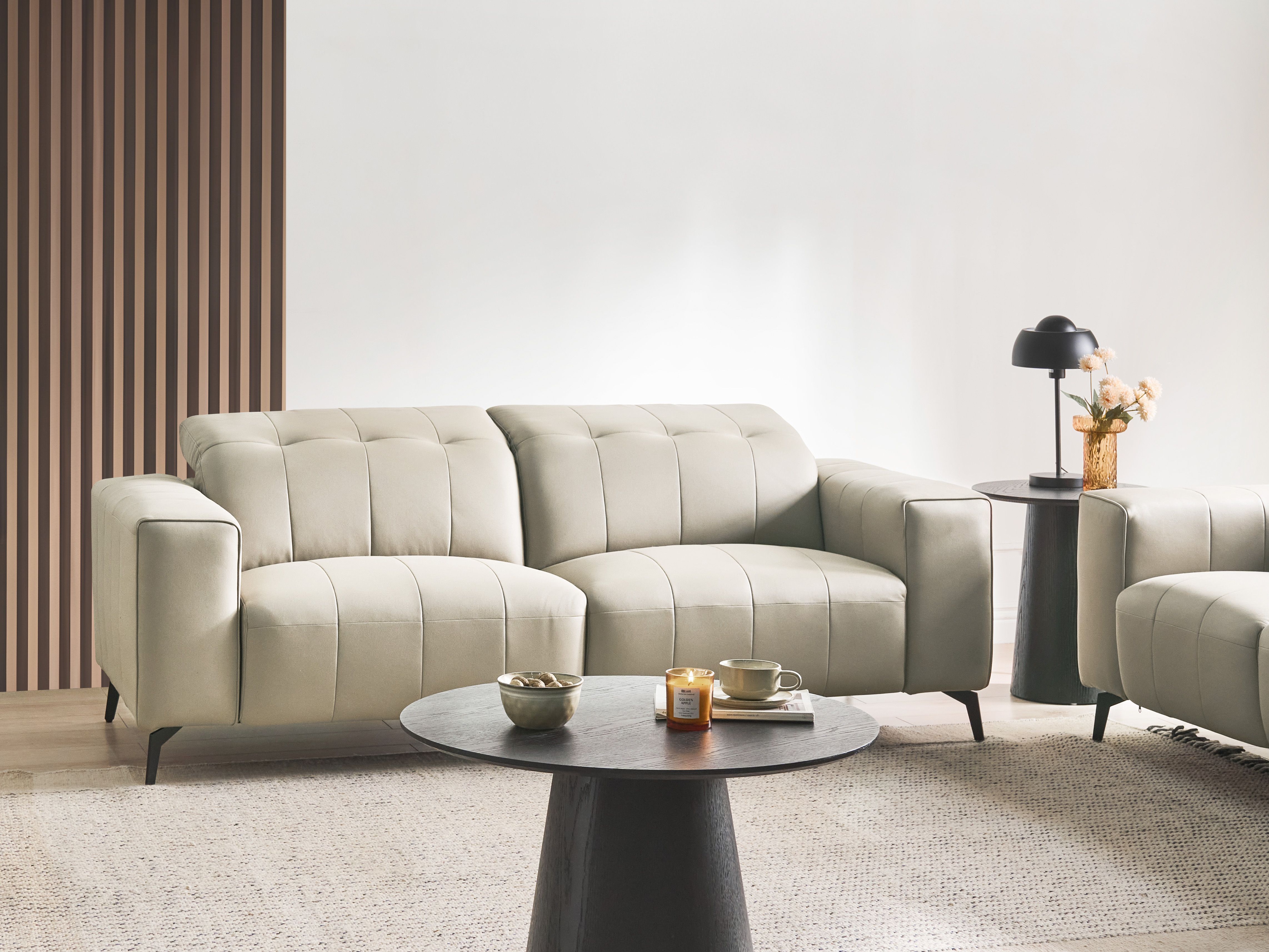 Sofa 3 Seater OMMEL Faux Leather Light Beige