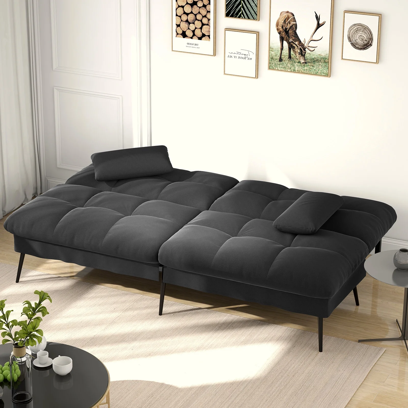 COMHOMA Cloud Comfort Convertible Futon Sofa Bed, Gray - Image 18