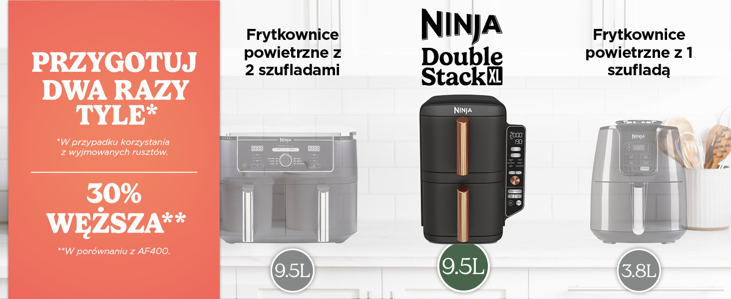 Ninja Double Stack XL Pionowa frytkownica beztłuszczowa z podwójną szufladą