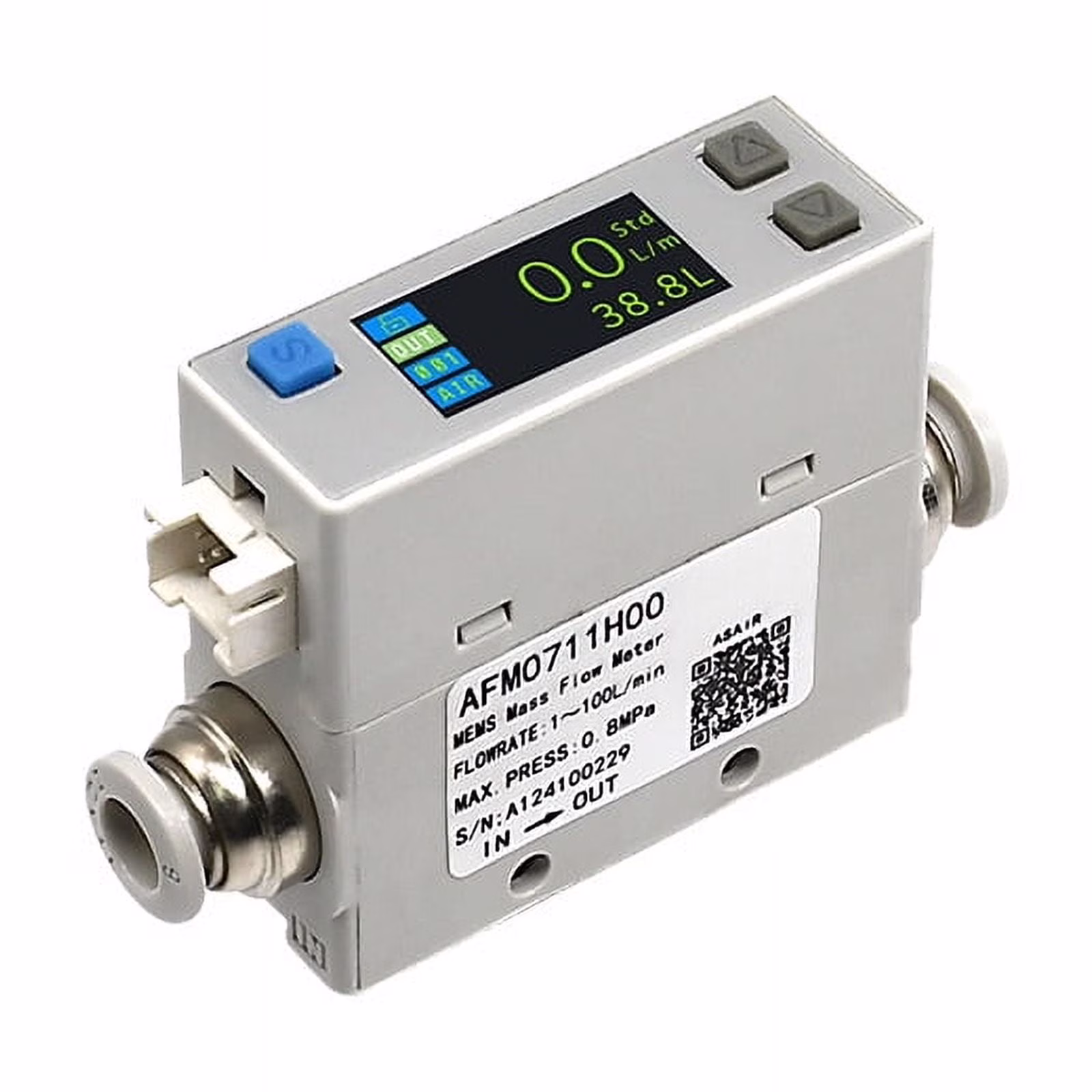 ASAIR AFM07 Aerothermal Mass Flow Meter Oxygen Compressed Air Replaces SMC PFM7
