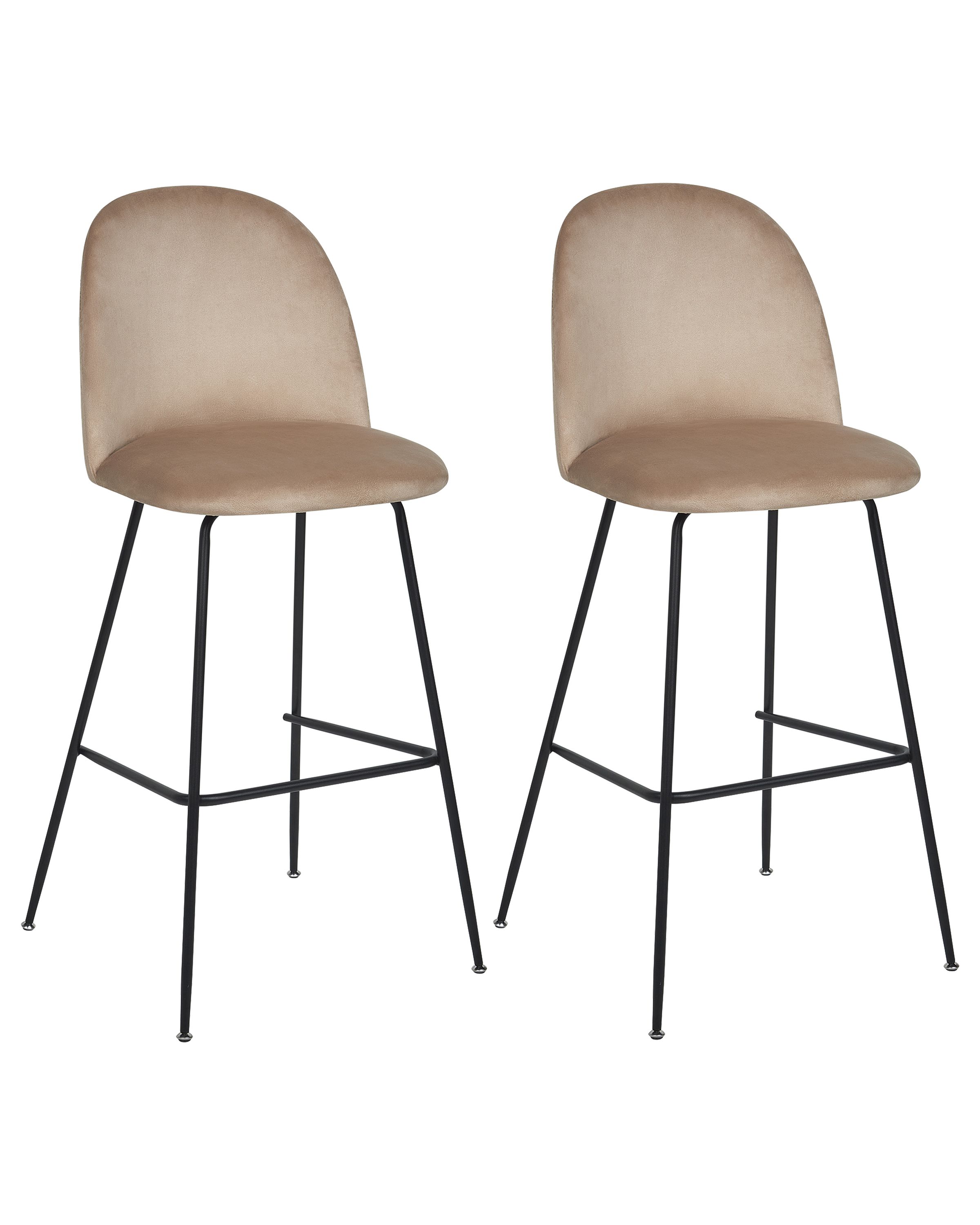 Set of 2 Bar Chairs ARCOLA Velvet Taupe
