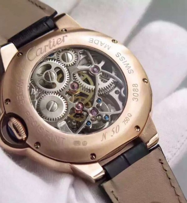 Replica Cartier Ballon Bleu Skeleton Tourbillon Diamond Bezel RG White Dial - Top club