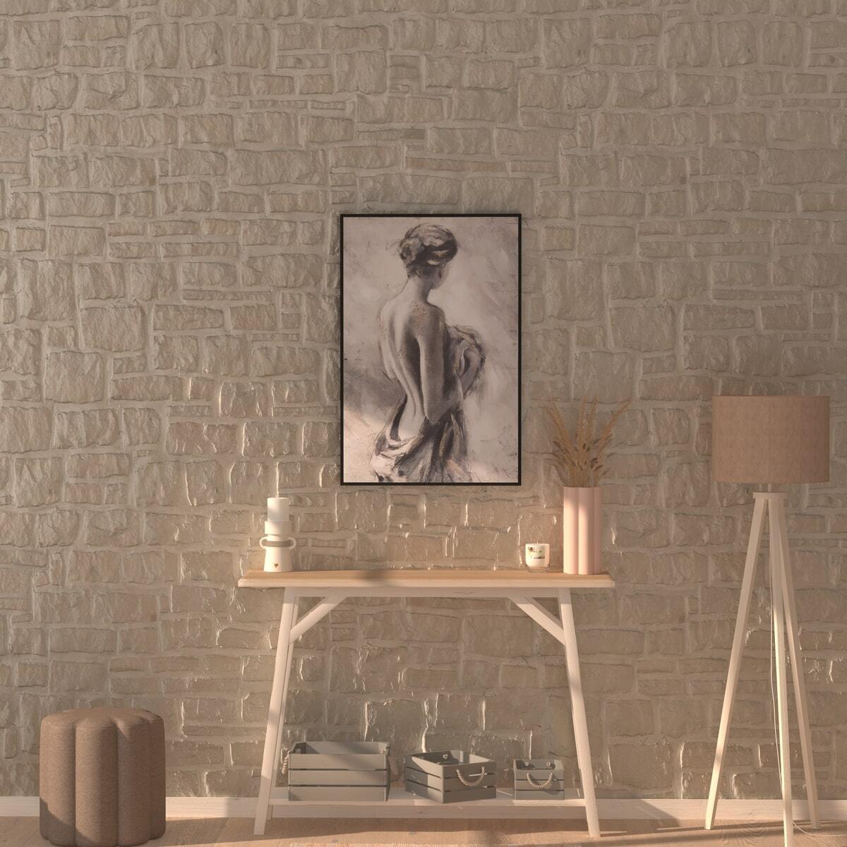 Framed painted canvas"Naked" 60x90 cm