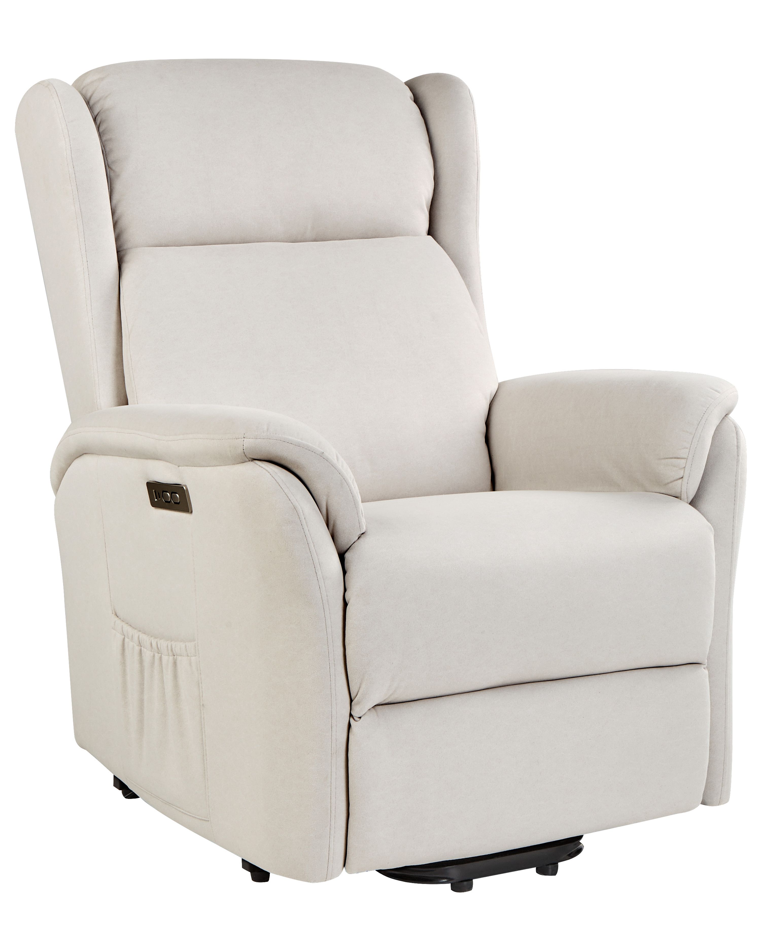 Electric Recliner Chair ELEGY with Footrest Fabric Light Beige