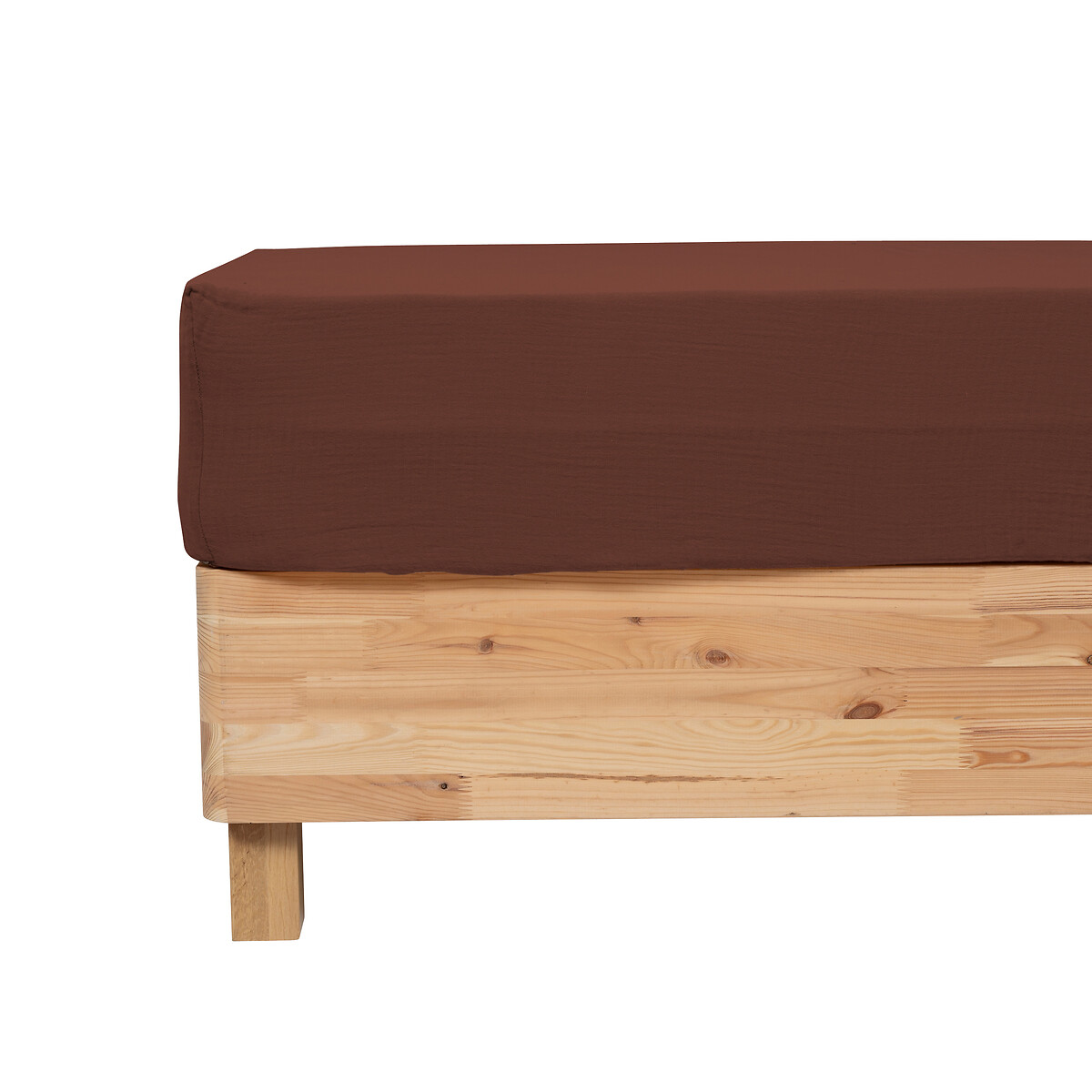 Fitted sheet "Flora" Cotton gauze, Brown, 140x190 cm