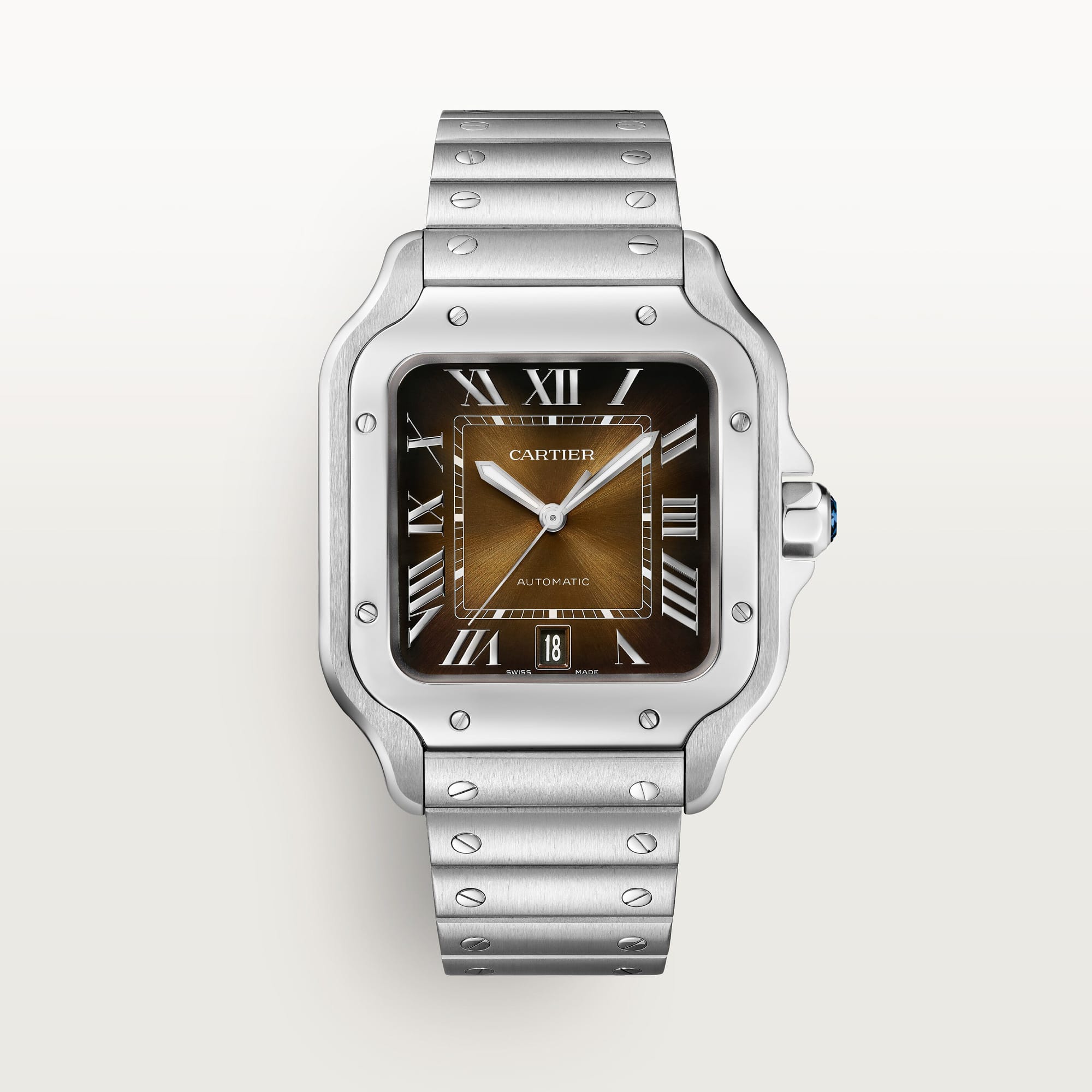 Fake Cartier Watch Santos de Cartier Large Steel Brown Dial WSSA0064-TW(1:1 replica) - Top club